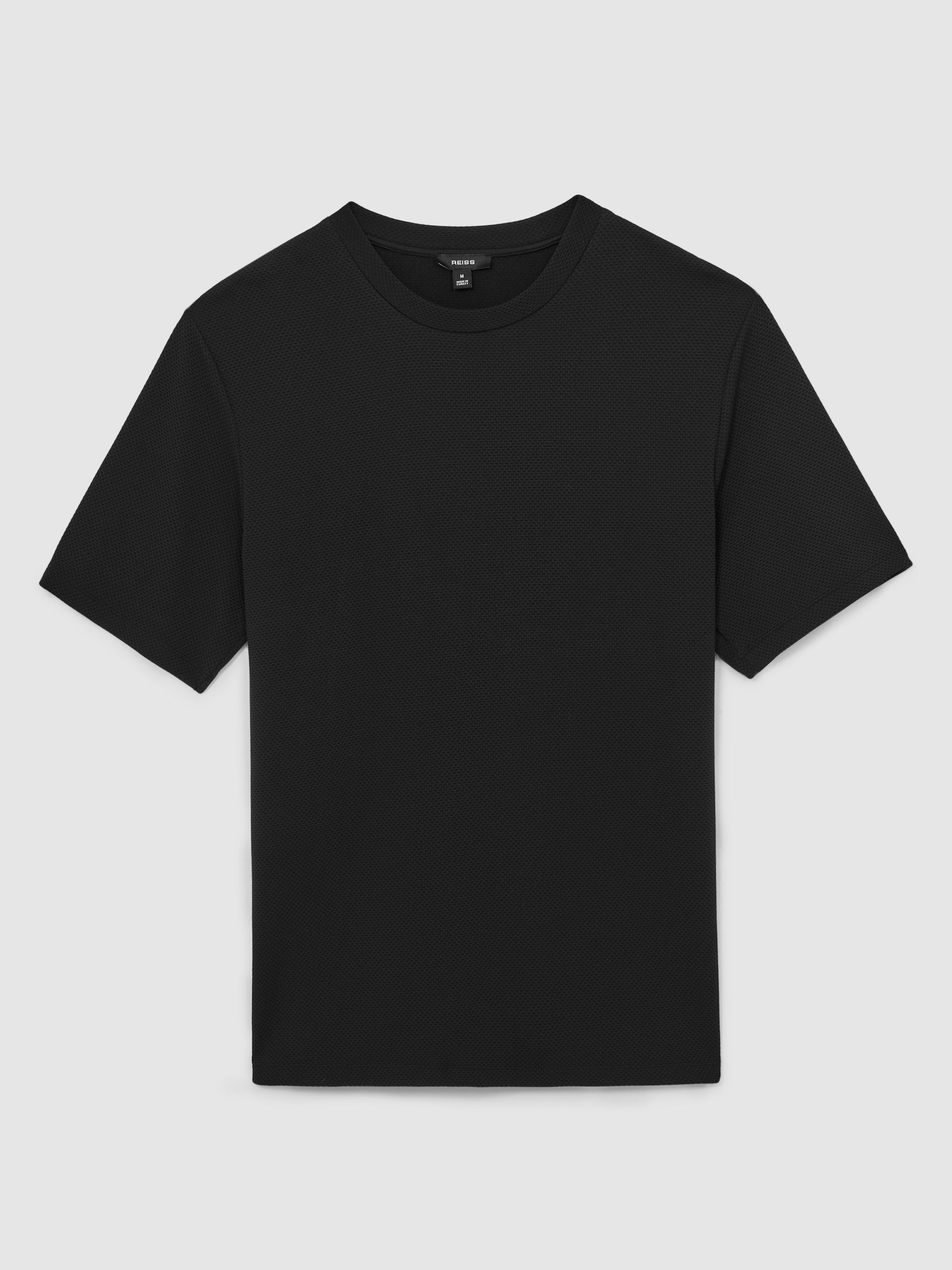 Textured Crew-Neck T-Shirt in Black - Image 2 of 6