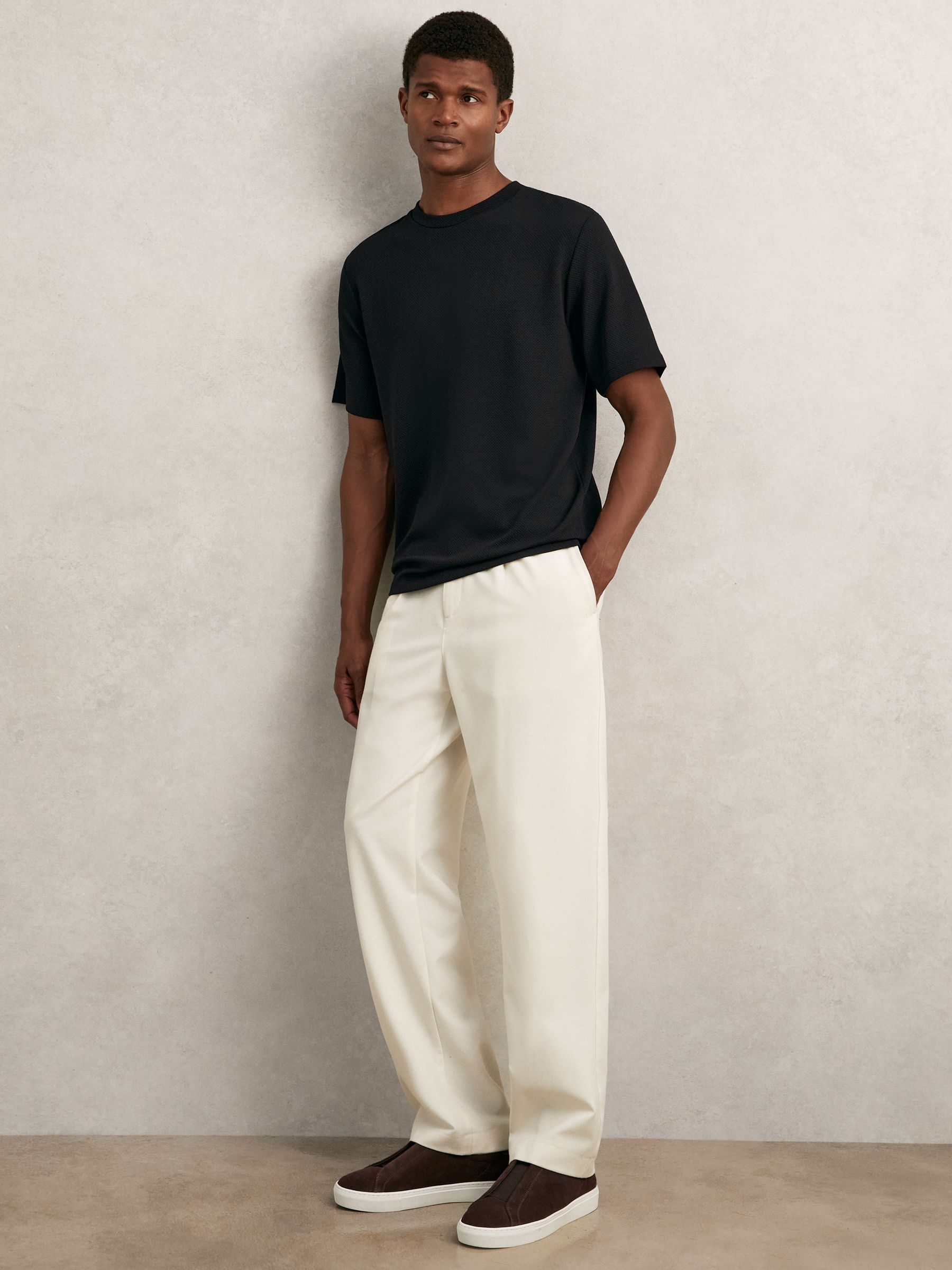 Textured Crew-Neck T-Shirt in Black - Image 3 of 6