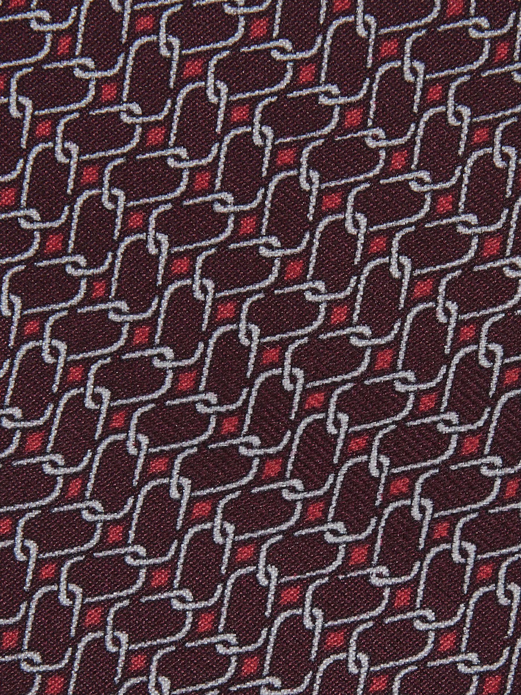 Silk Geometric-Chain Print Tie in Bordeaux - Image 5 of 5