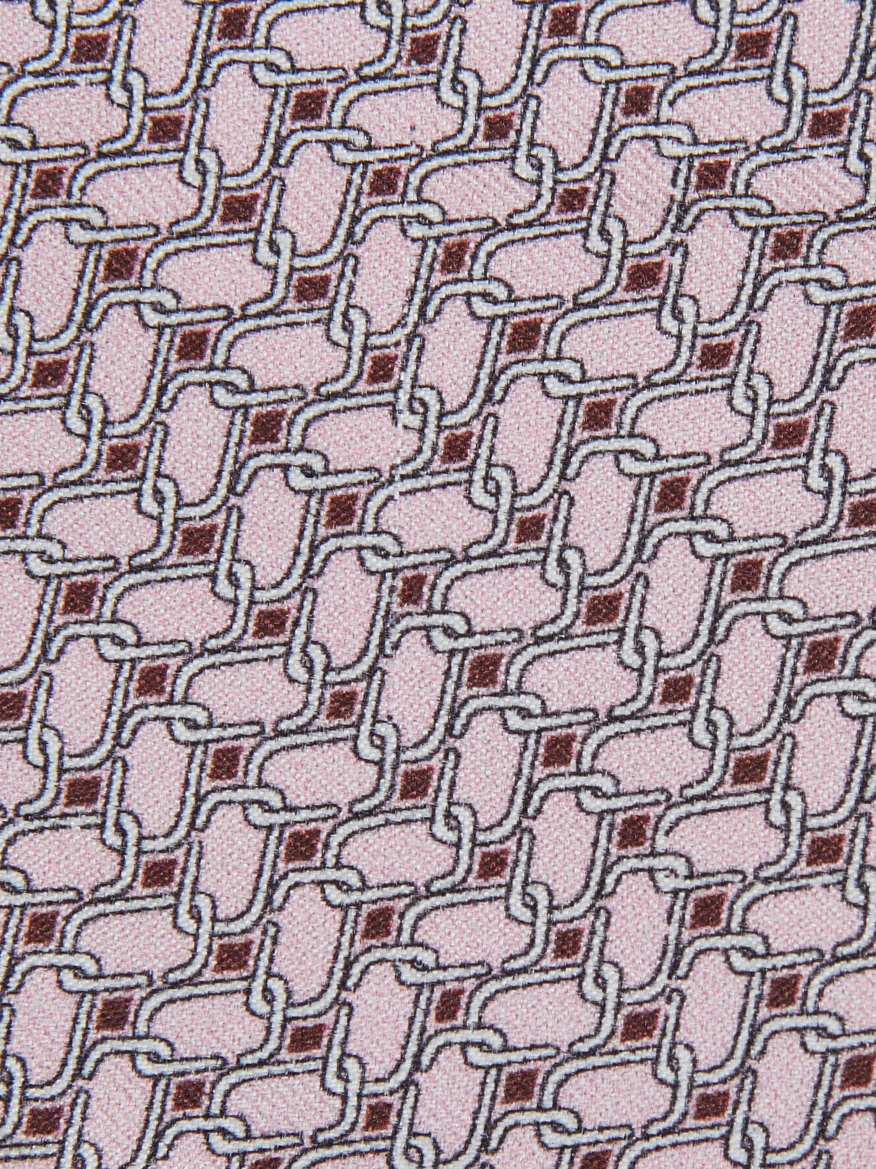 Silk Geometric-Chain Print Tie in Soft Pink - Image 6 of 6