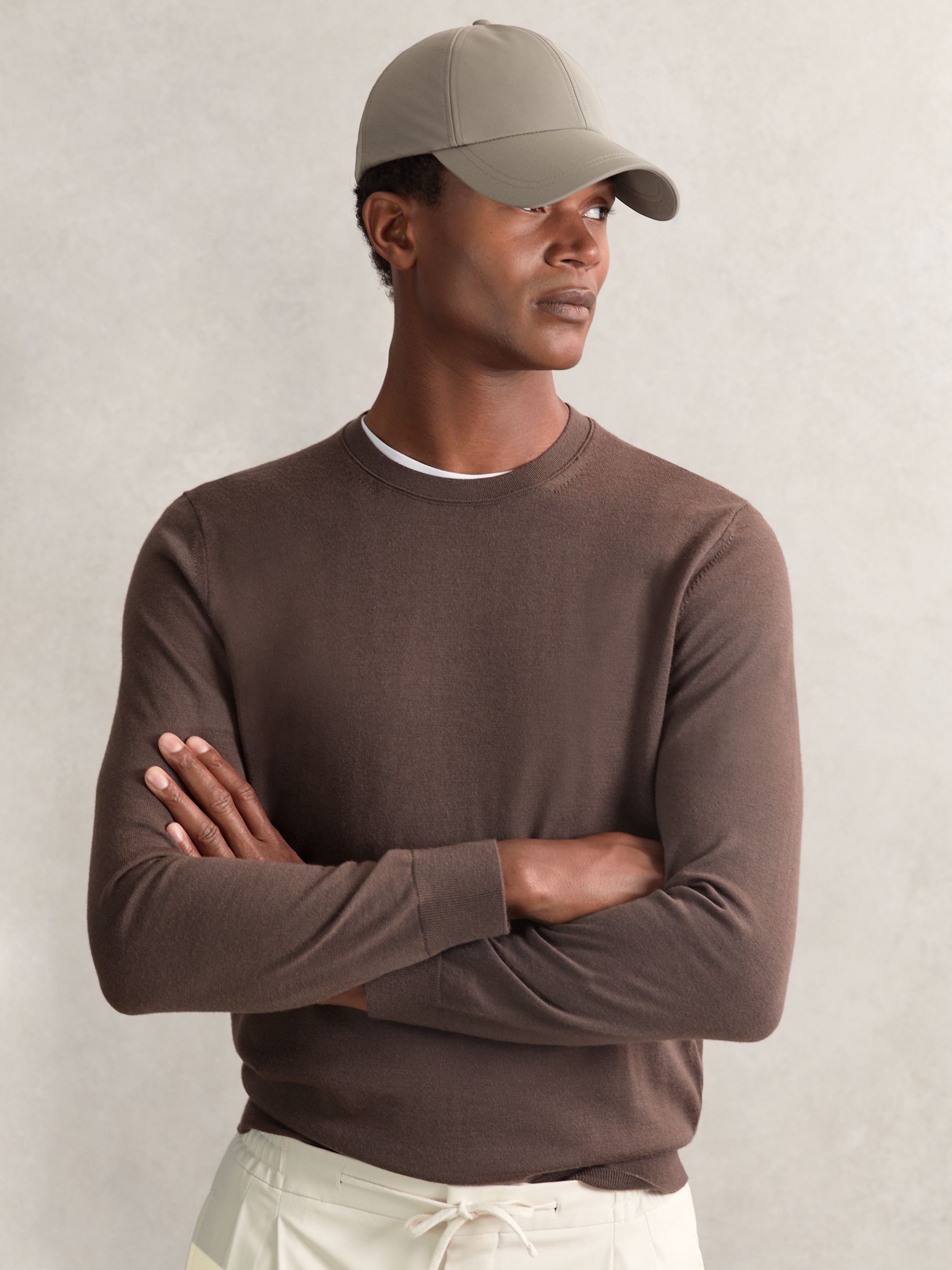Embroidered Logo Tech Baseball Cap in Mushroom Brown - Image 2 of 5