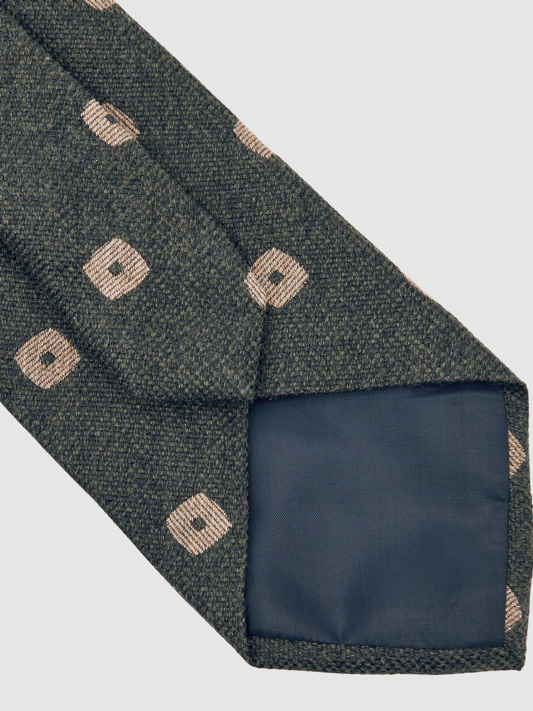 Silk-Wool Square-Medallion Tie in Forest Green - Image 4 of 7