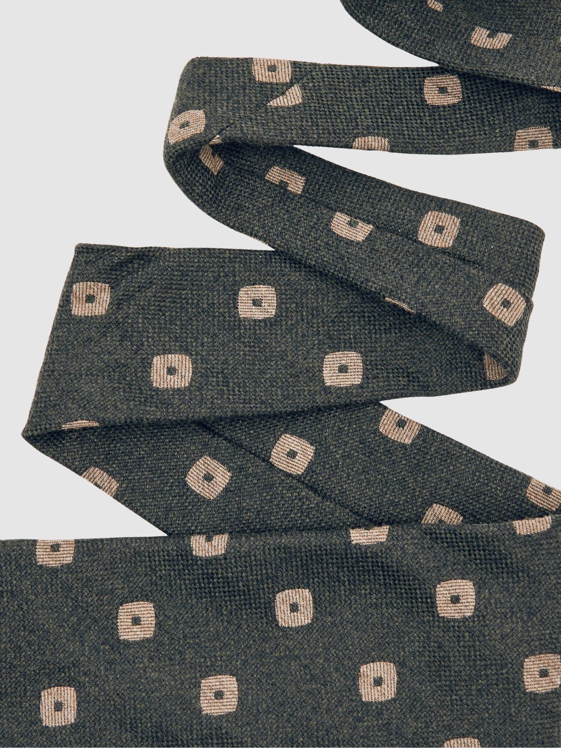 Silk-Wool Square-Medallion Tie in Forest Green - Image 5 of 7
