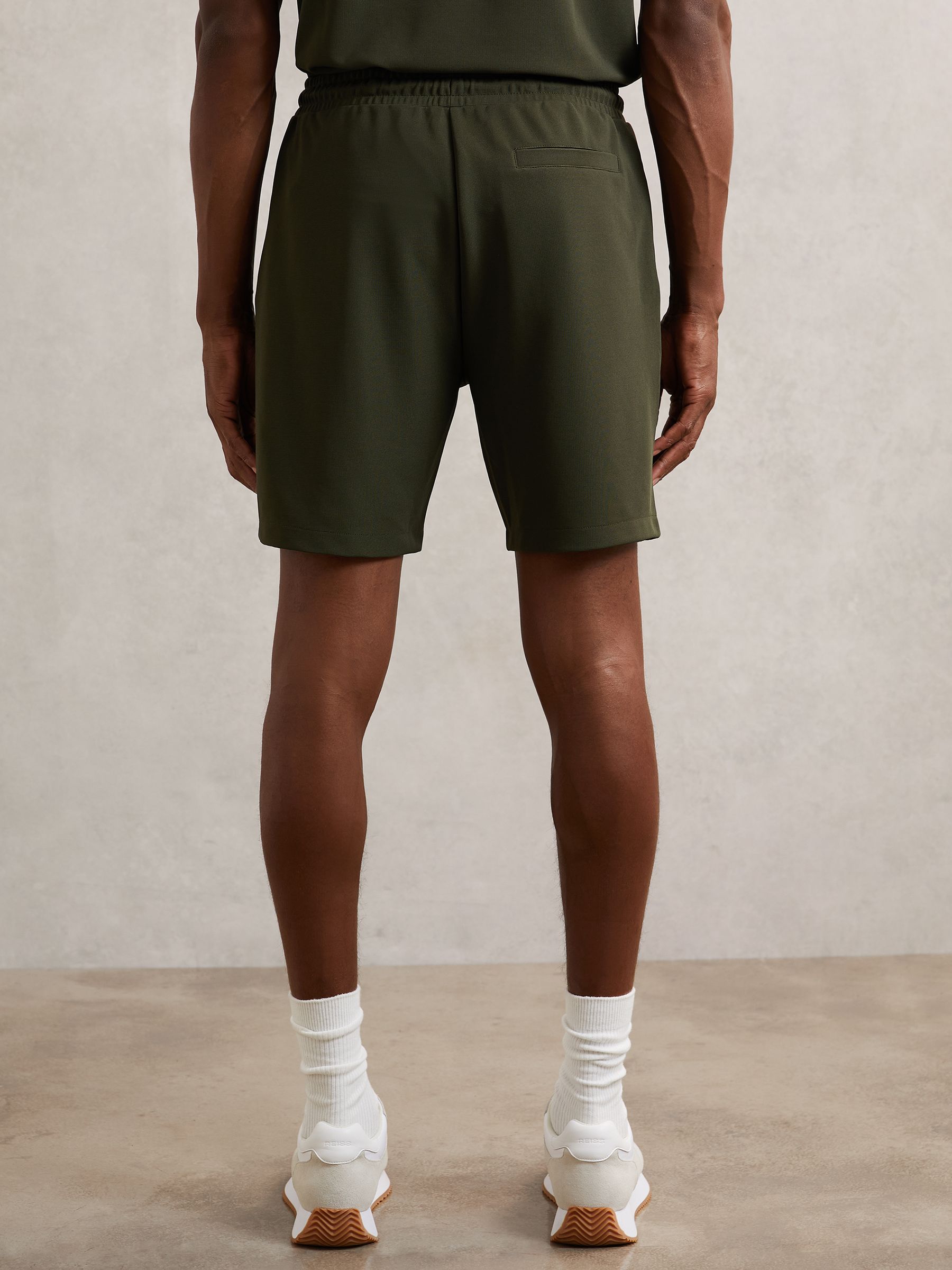 Textured Drawstring Shorts in Green - Image 5 of 6