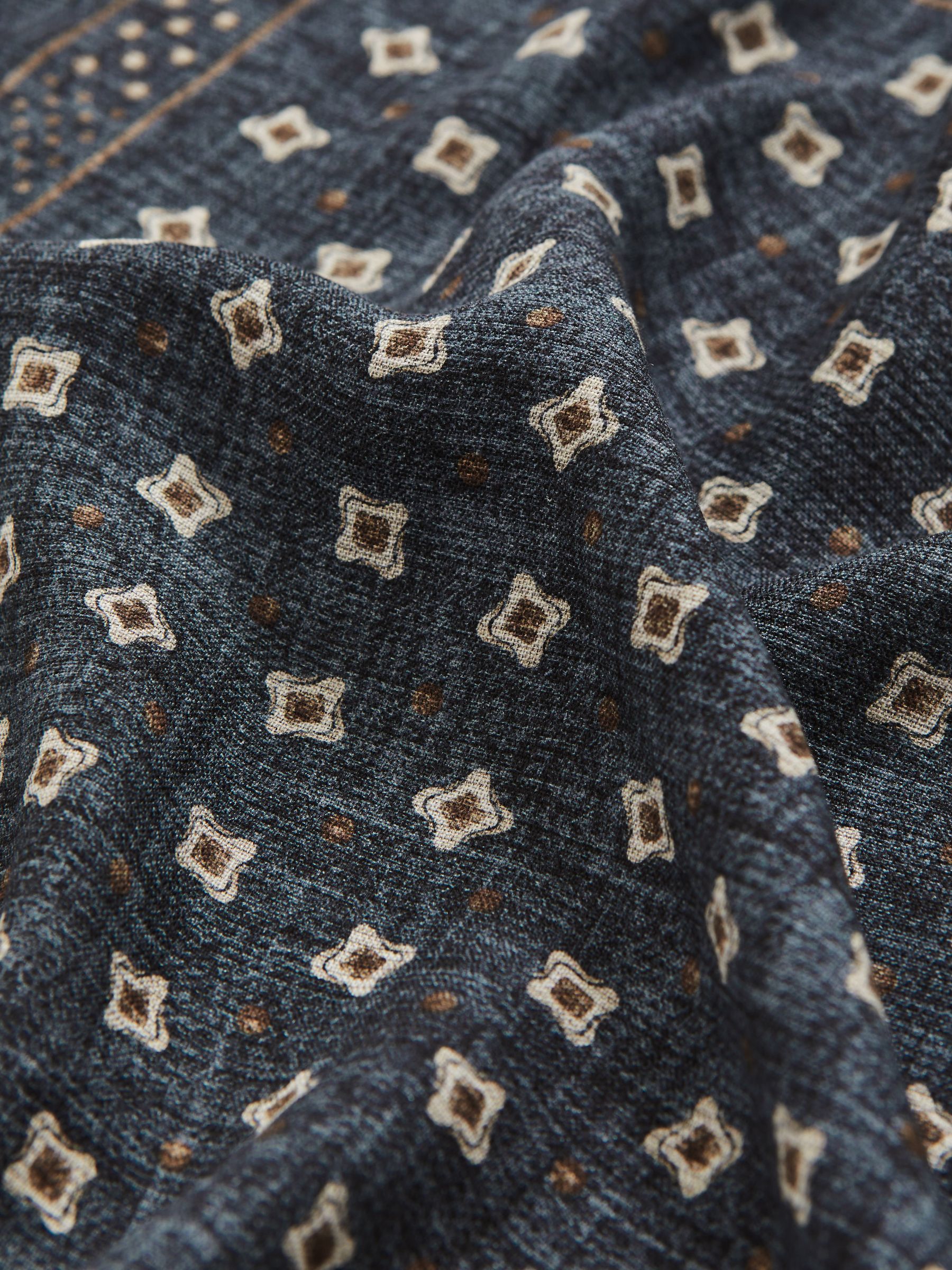 Silk Floral-Medallion Pocket Square in Denim Blue Melange - Image 4 of 4