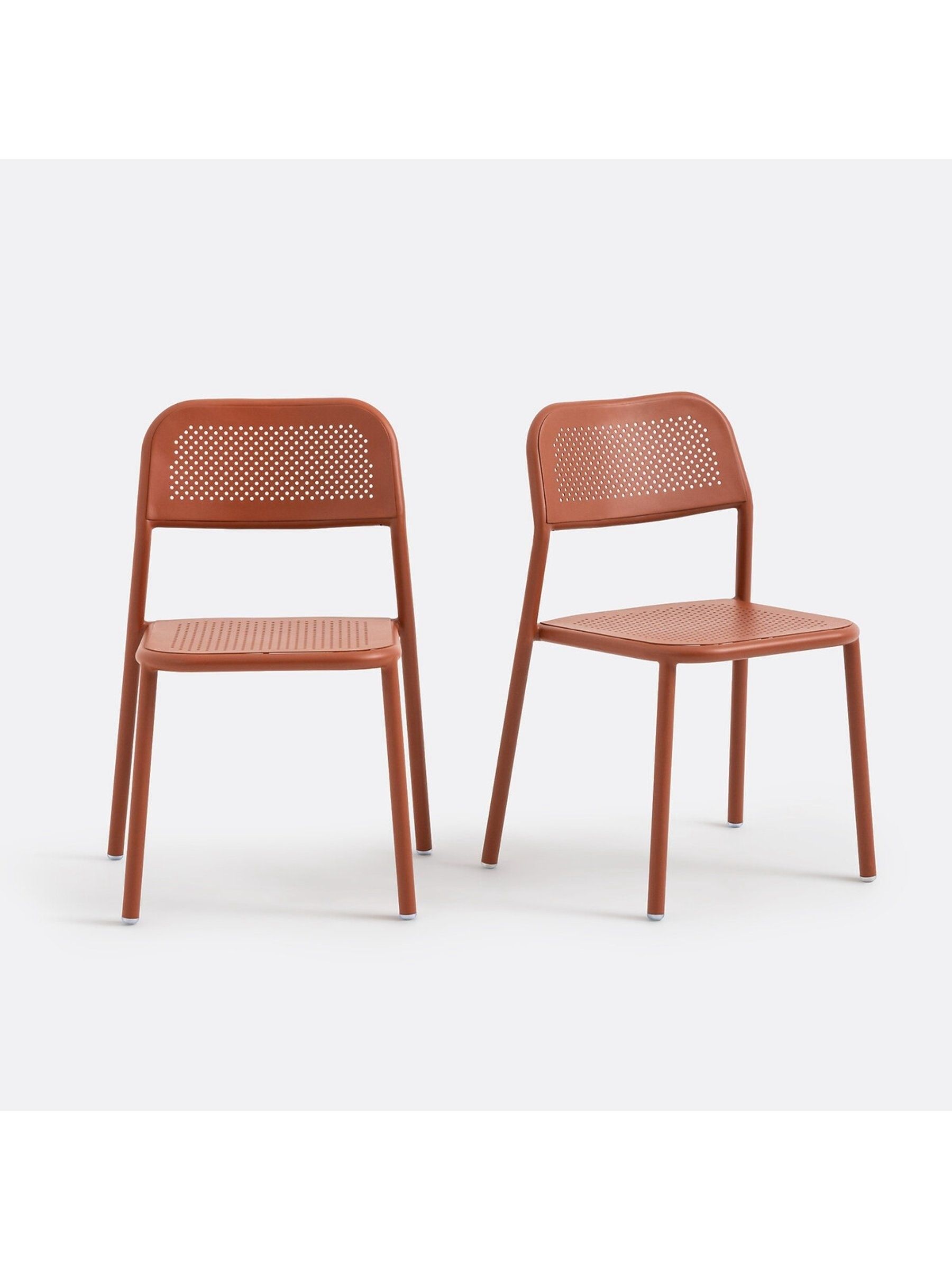 La Redoute Intérieurs Set of 2 Terracotta Lyona Aluminium Garden Chairs - Image 1 of 4