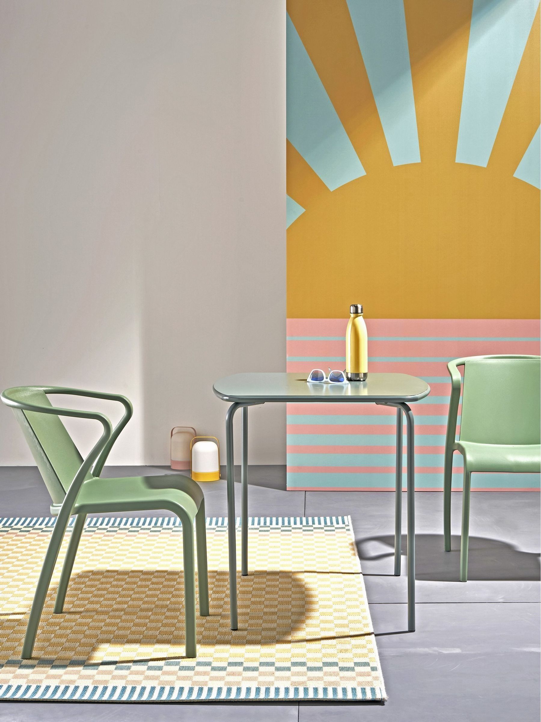 La Redoute Intérieurs Set of 2 Sage Green Dune Steel Metal Garden Chairs - Image 1 of 6