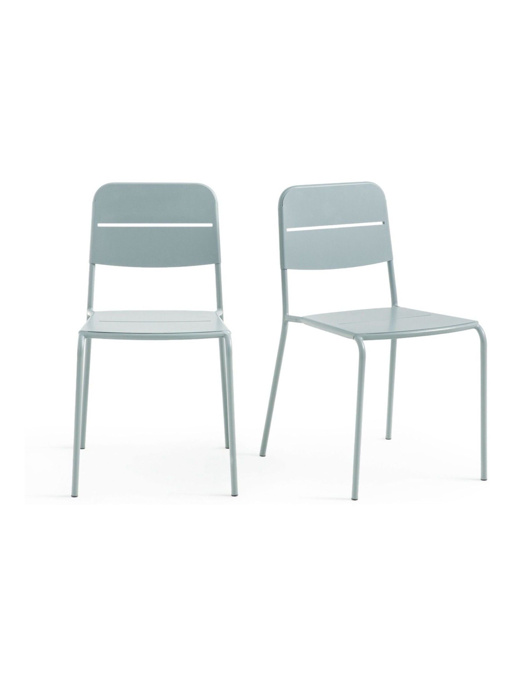 La Redoute Intérieurs Set of 2 Sage Green Dune Steel Metal Garden Chairs - Image 2 of 6