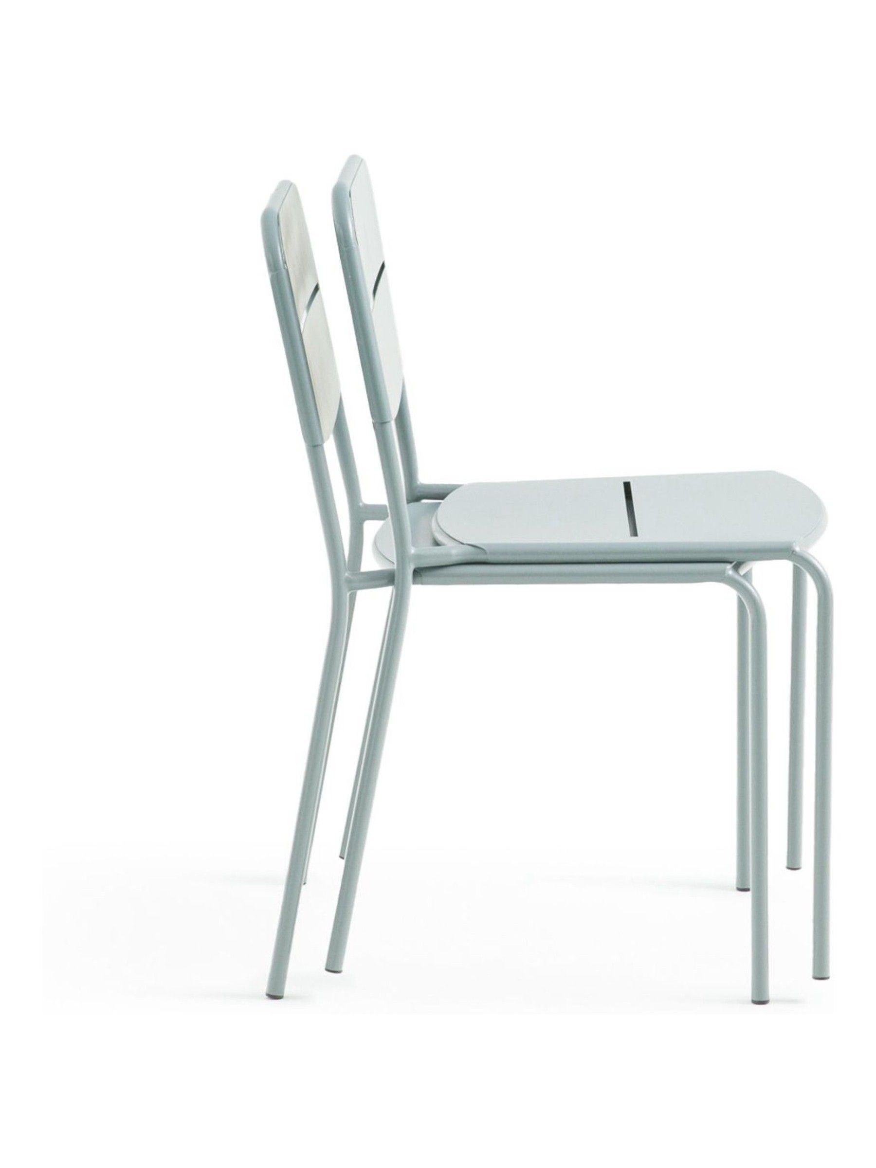 La Redoute Intérieurs Set of 2 Sage Green Dune Steel Metal Garden Chairs - Image 3 of 6