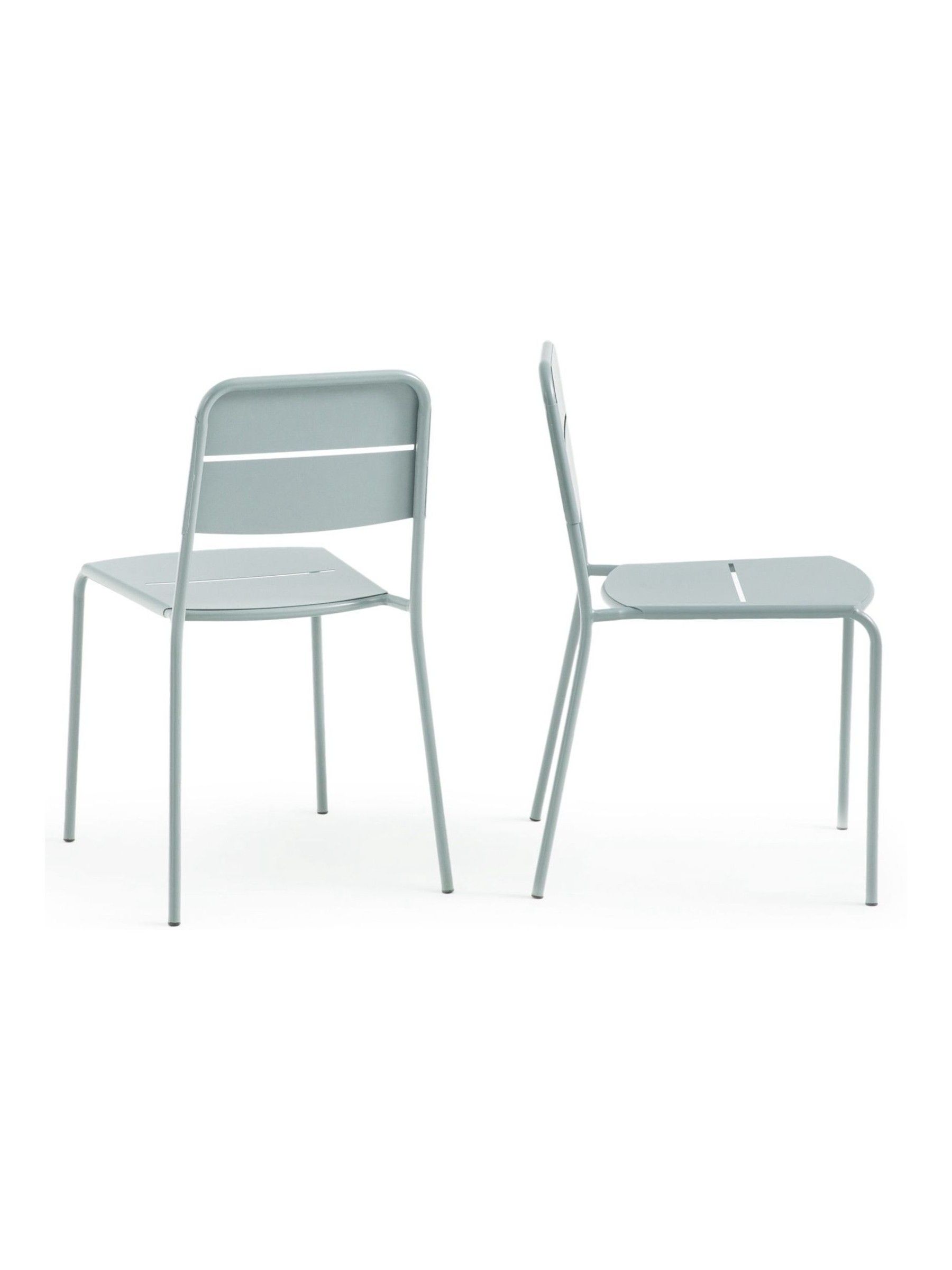 La Redoute Intérieurs Set of 2 Sage Green Dune Steel Metal Garden Chairs - Image 4 of 6