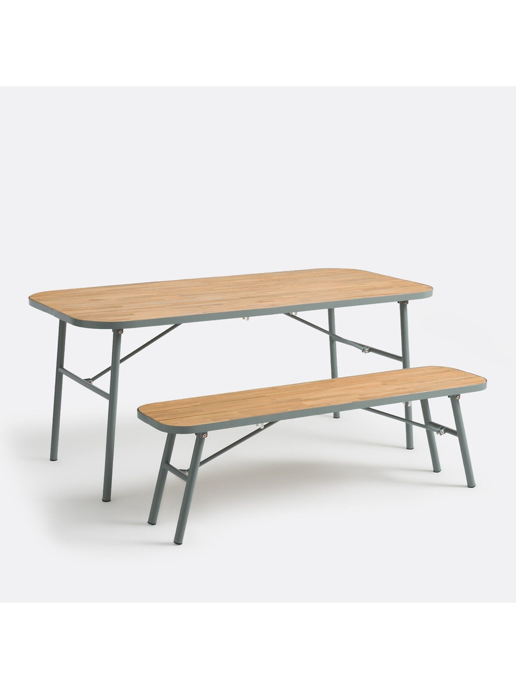 La Redoute Intérieurs Acacia Green Hanso Steel Garden Table - Image 2 of 6