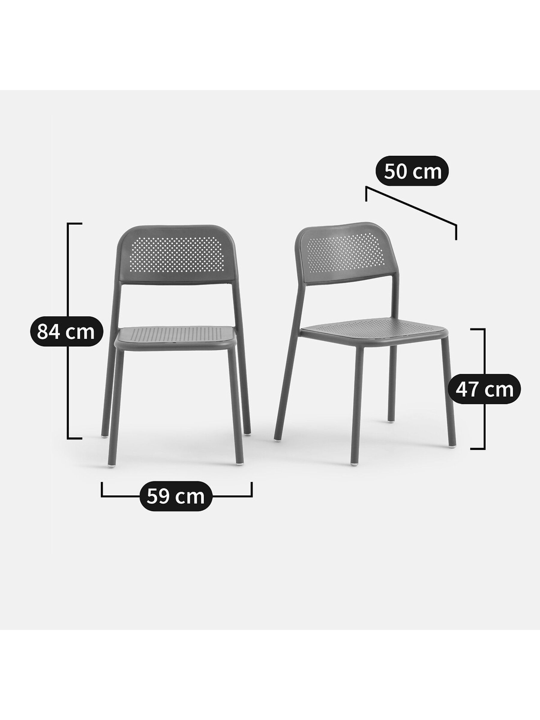 La Redoute Intérieurs Set of 2 Black Lyona Aluminium Garden Chairs - Image 6 of 6