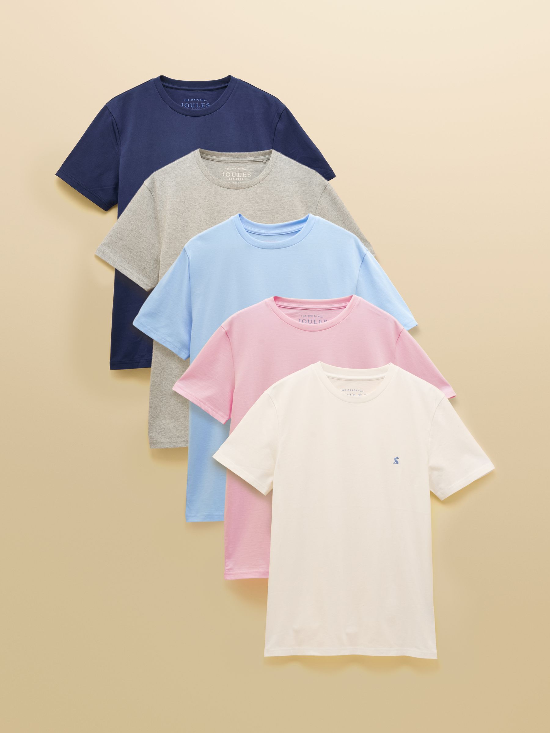 Multi/White Classic Fit Cotton T-Shirt 5 Pack - Image 1 of 10