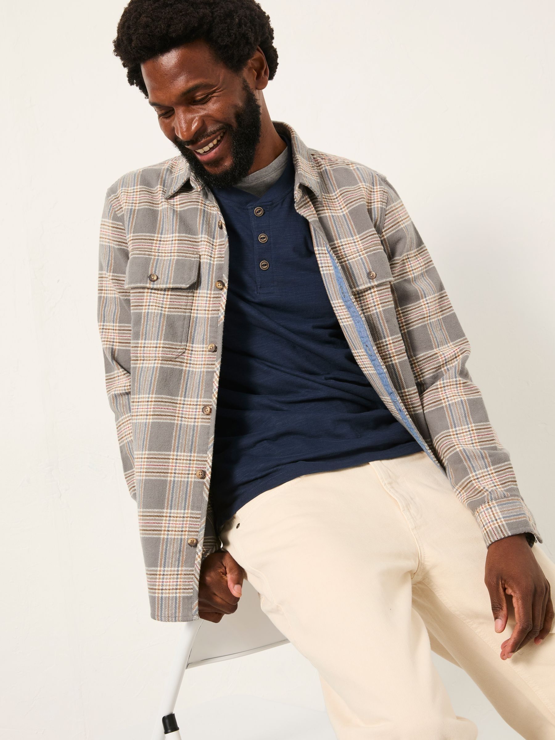 Westry Light Grey Long Sleeve Check Shirt - Image 5 of 6