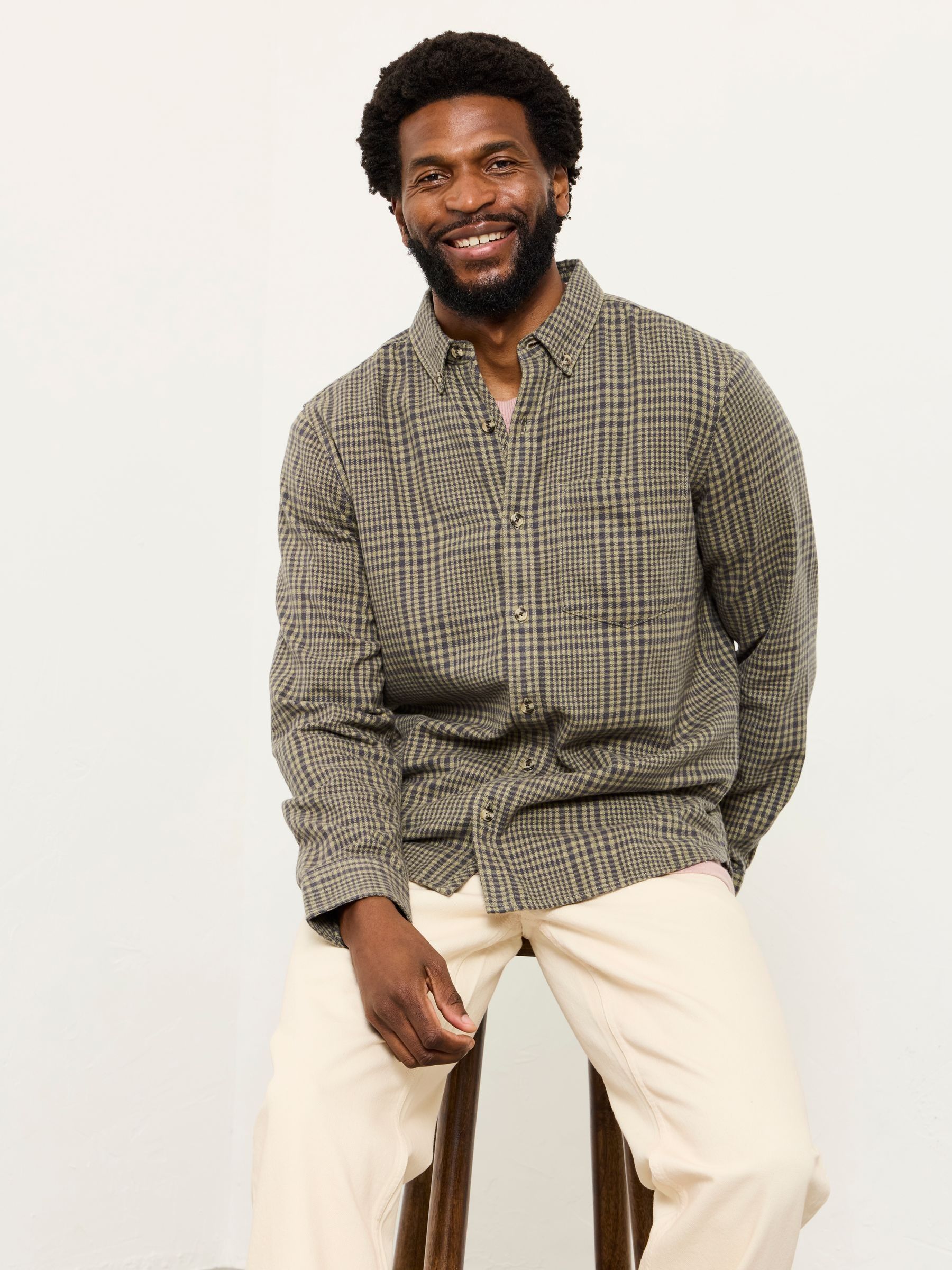 Reid Sage Green Long Sleeve Check Shirt - Image 1 of 6