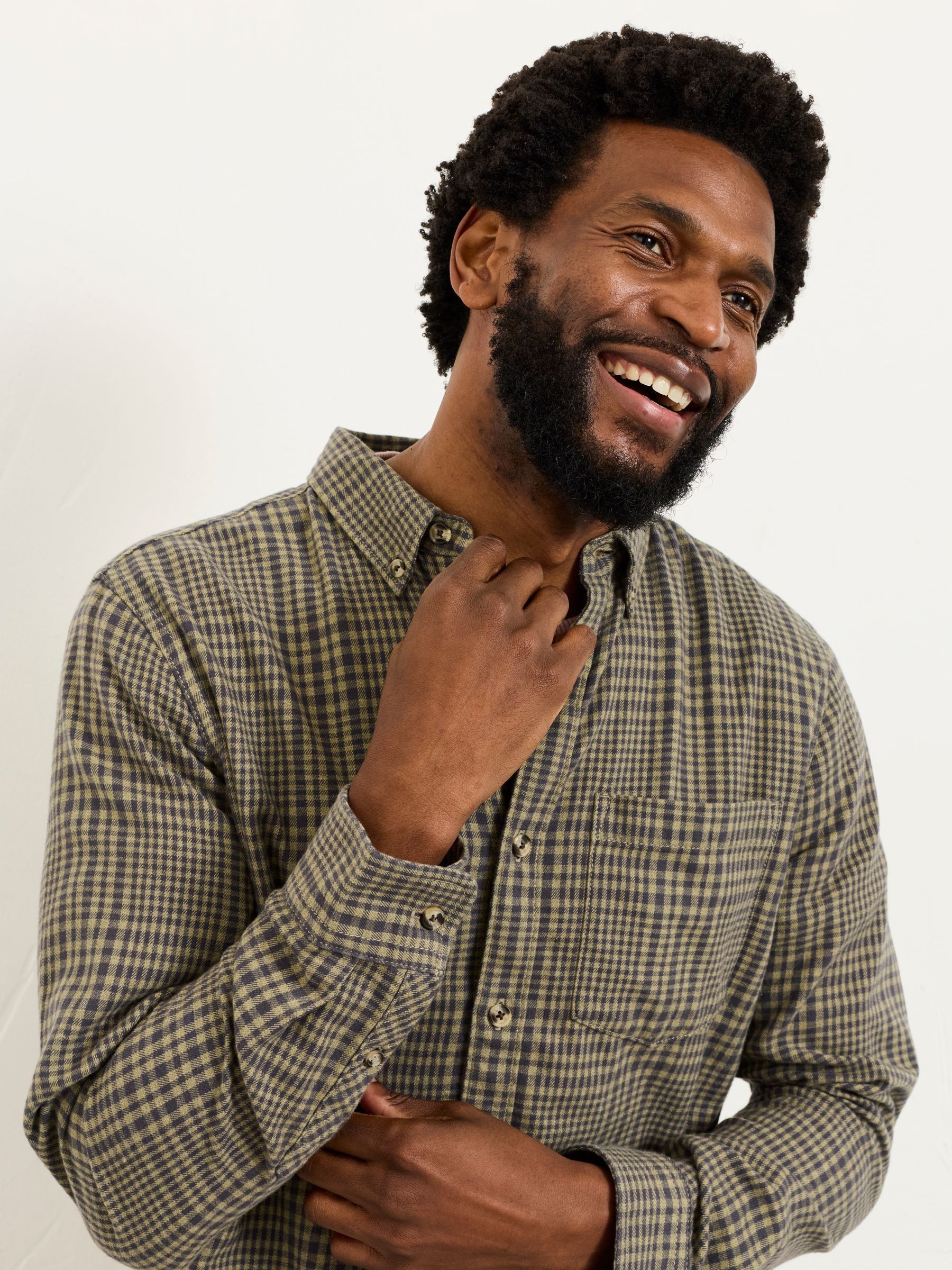 Reid Sage Green Long Sleeve Check Shirt - Image 3 of 6