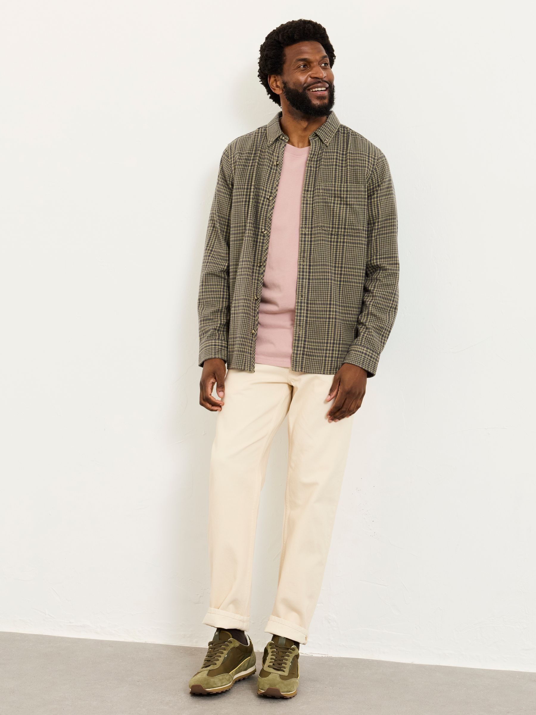 Reid Sage Green Long Sleeve Check Shirt - Image 4 of 6