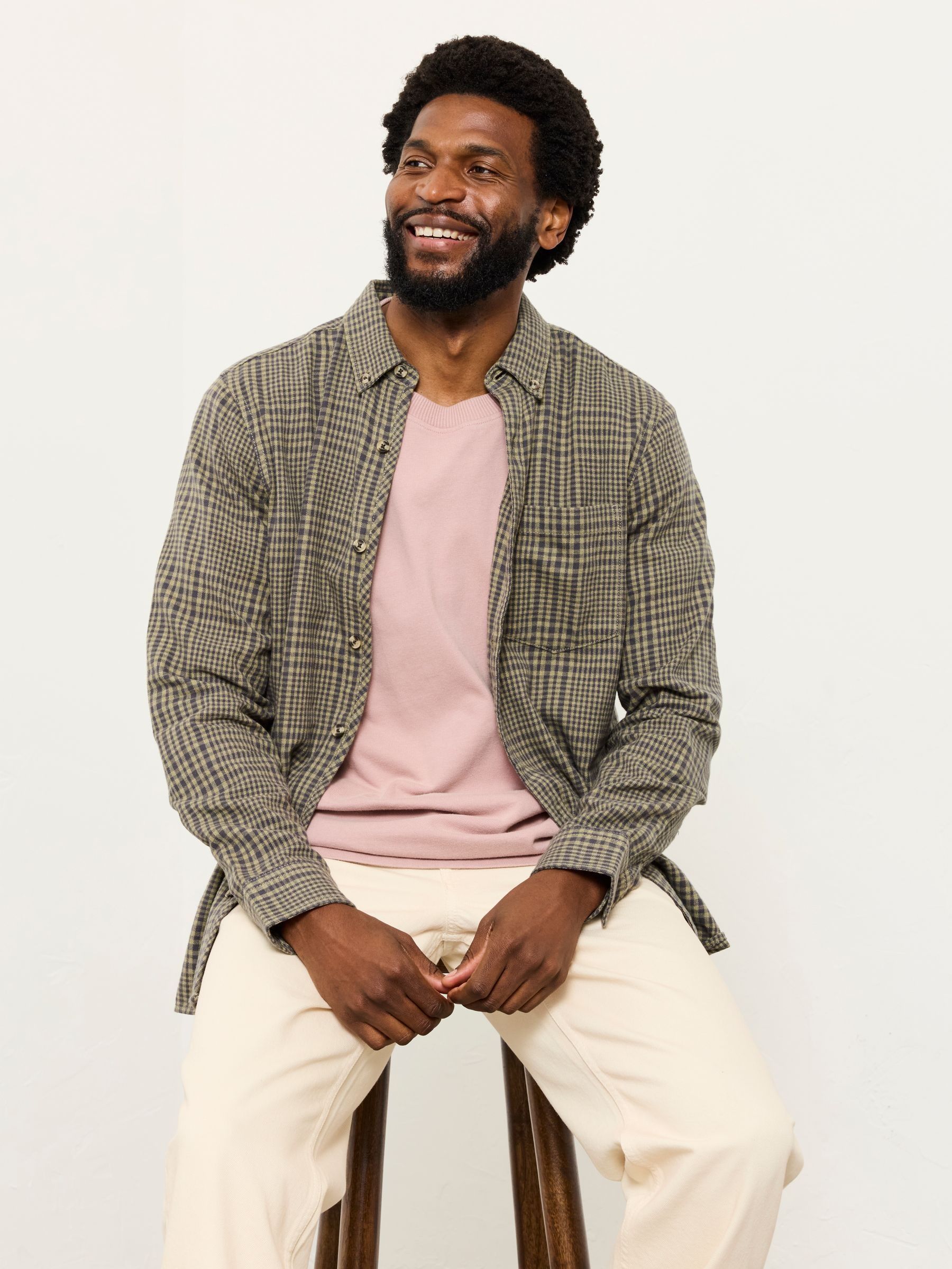 Reid Sage Green Long Sleeve Check Shirt - Image 5 of 6