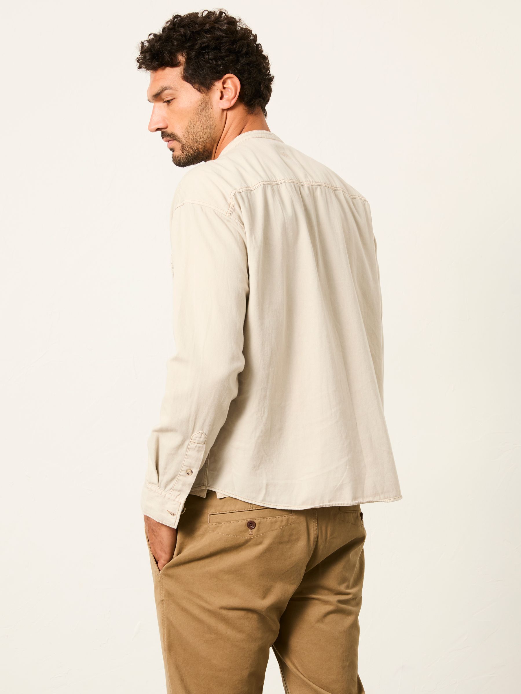 Light Natural Long Sleeve Grandad Utility Shirt - Image 2 of 6