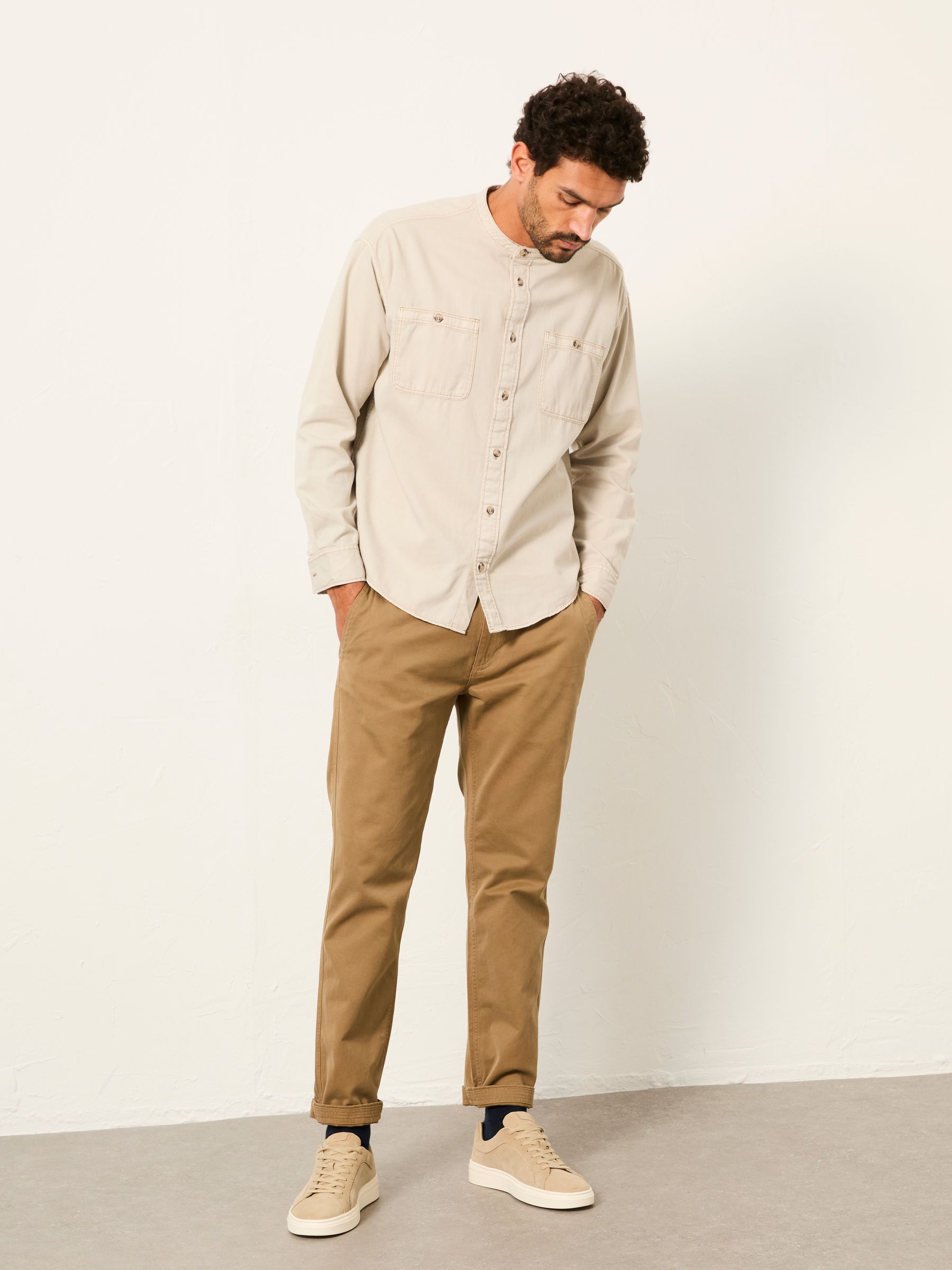 Light Natural Long Sleeve Grandad Utility Shirt - Image 3 of 6
