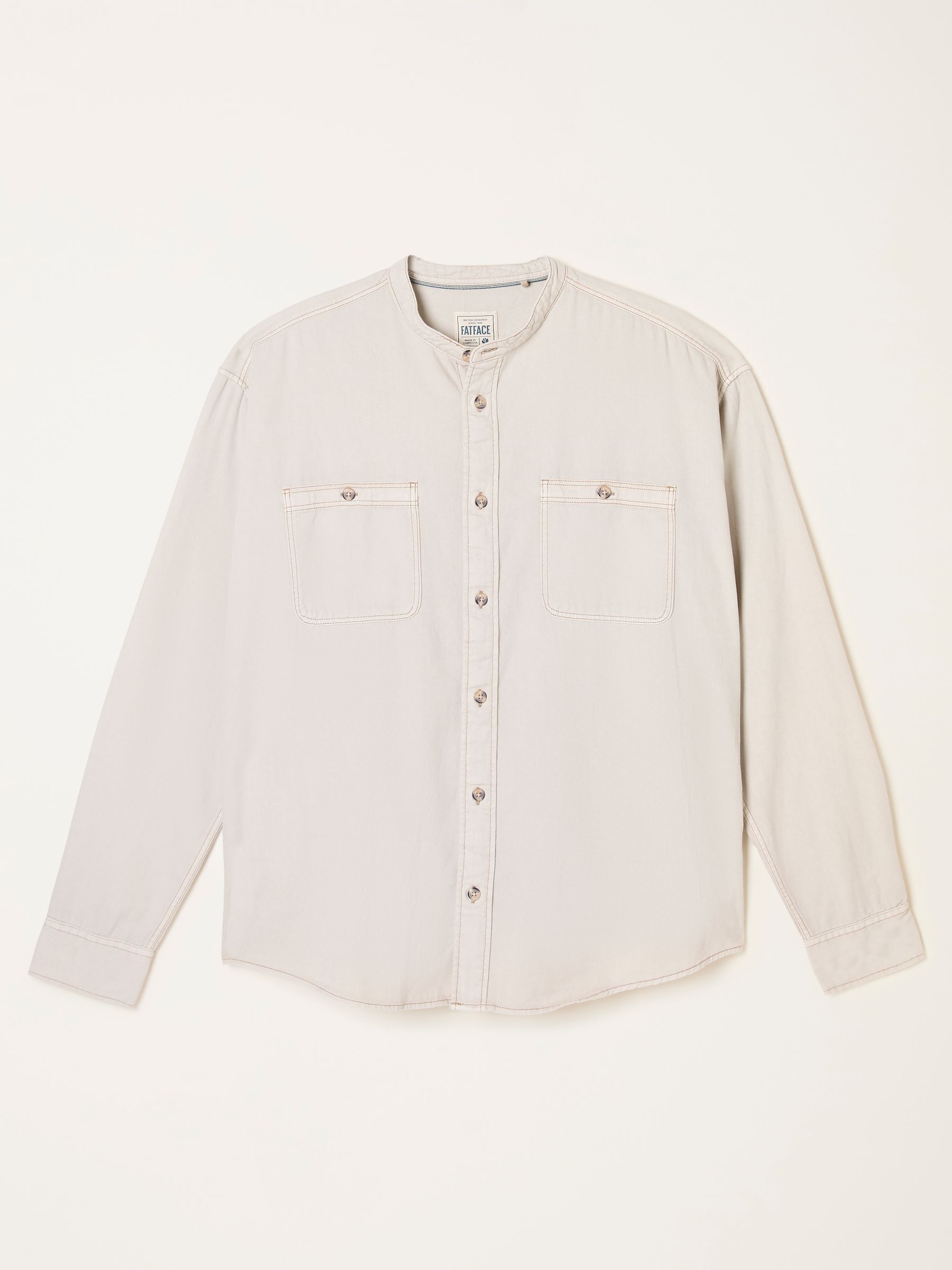 Light Natural Long Sleeve Grandad Utility Shirt - Image 6 of 6