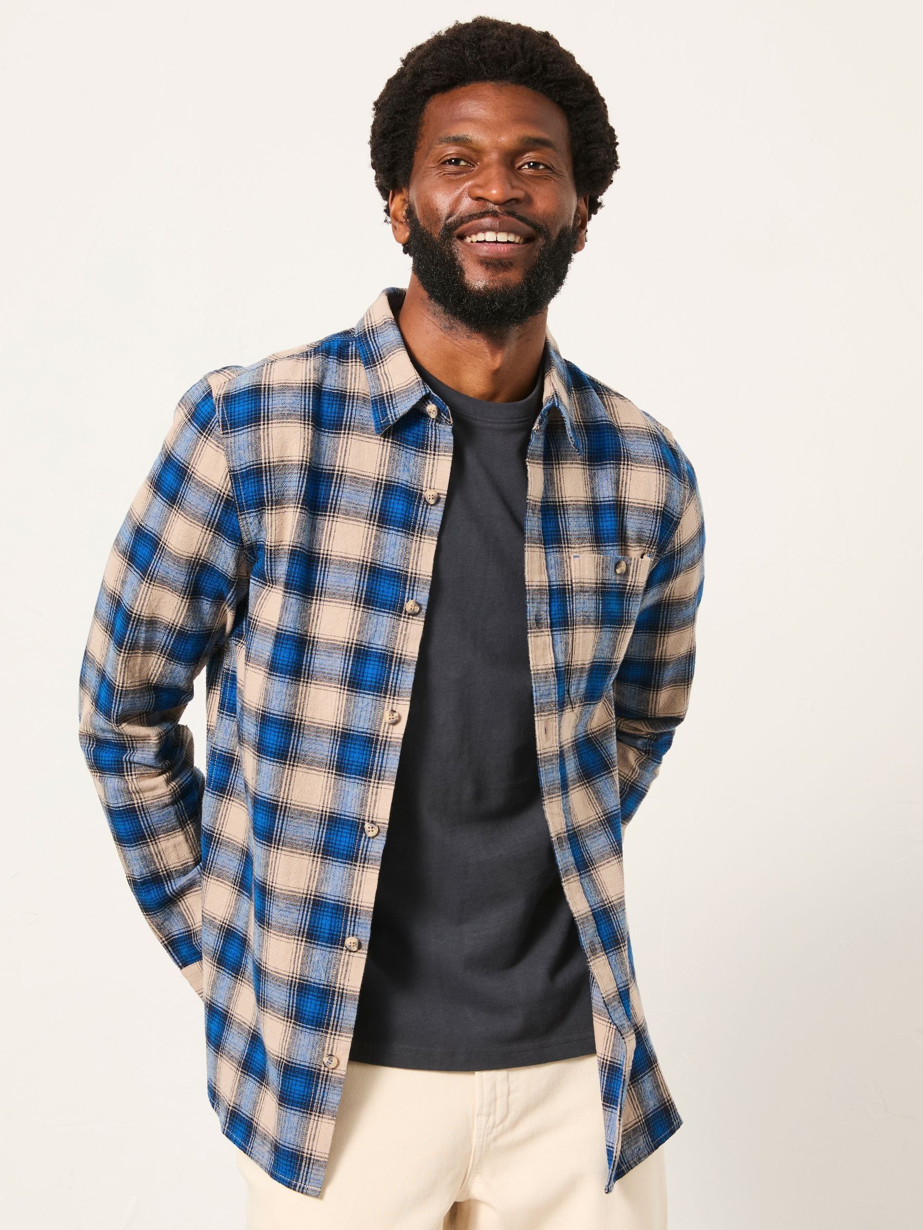 Hayle Cobalt Blue Long Sleeve Check Shirt - Image 1 of 6