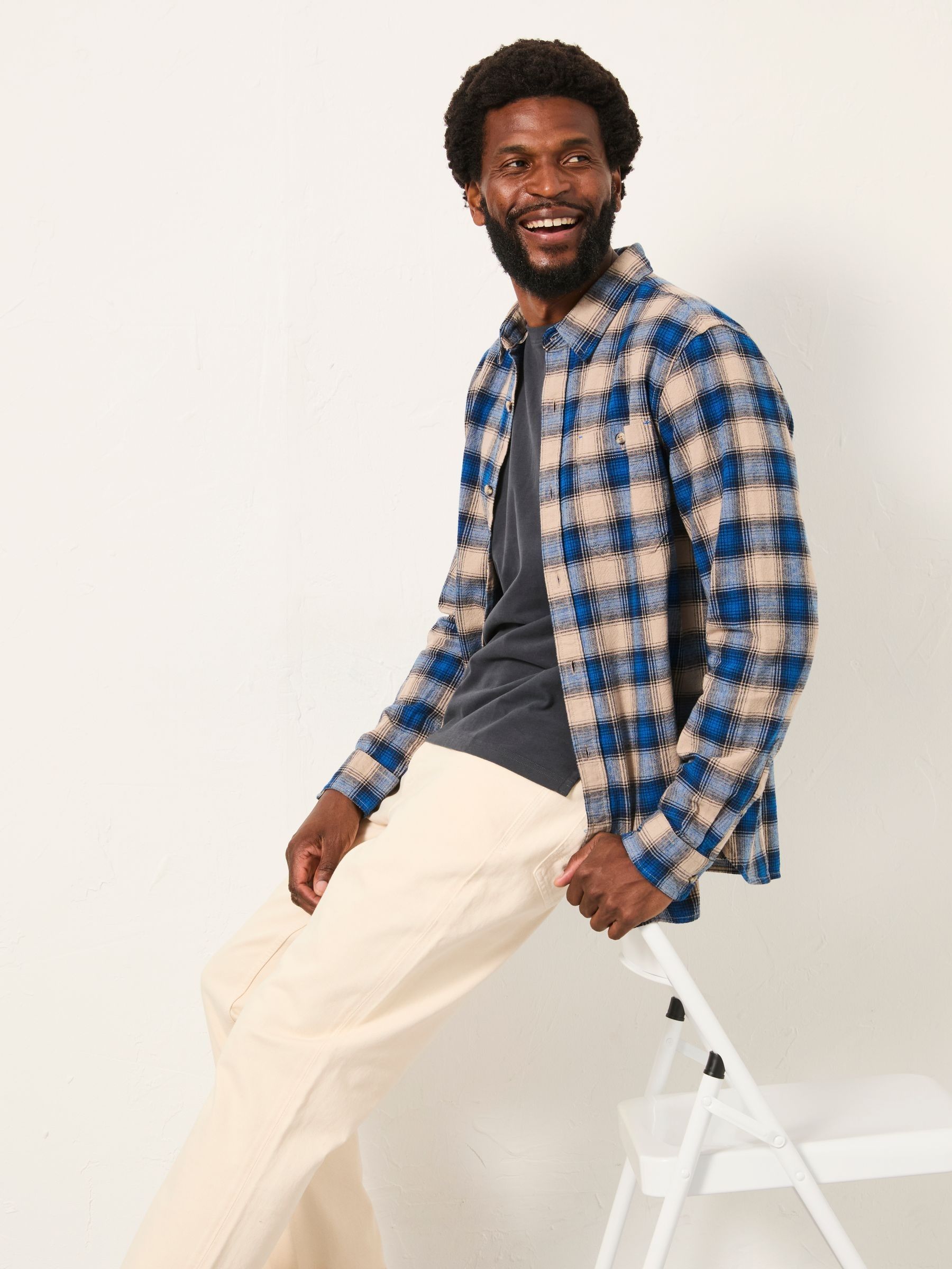 Hayle Cobalt Blue Long Sleeve Check Shirt - Image 5 of 6