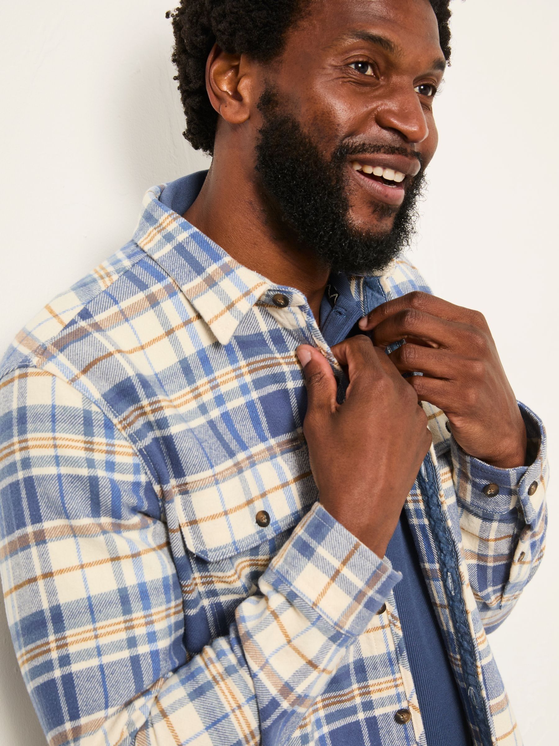 Alner Blue Denim Long Sleeve Check Shirt - Image 3 of 6