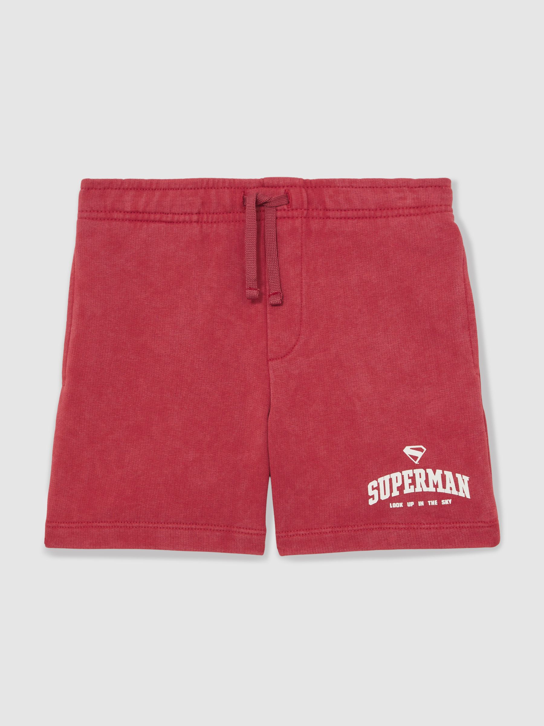 3-9 yrs Superman | Reiss Cotton Logo Shorts in Red - Image 2 of 4