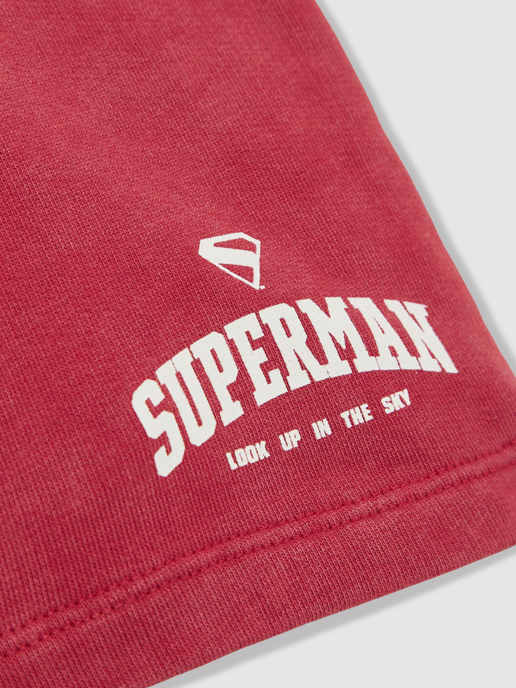 3-9 yrs Superman | Reiss Cotton Logo Shorts in Red - Image 4 of 4