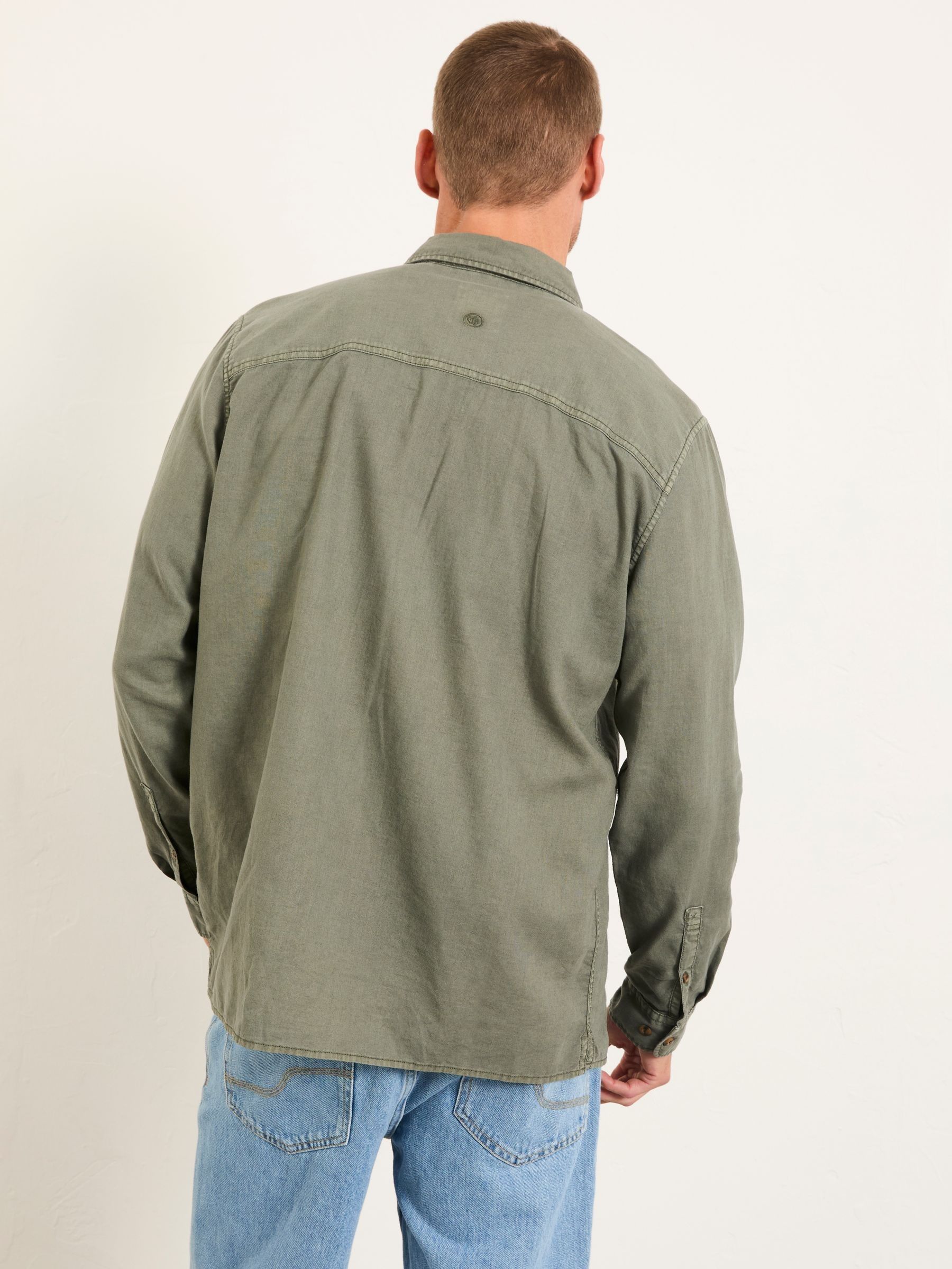 Bugle Dusky Green Long Sleeve Garment Dye Utility Shirt - Image 3 of 6