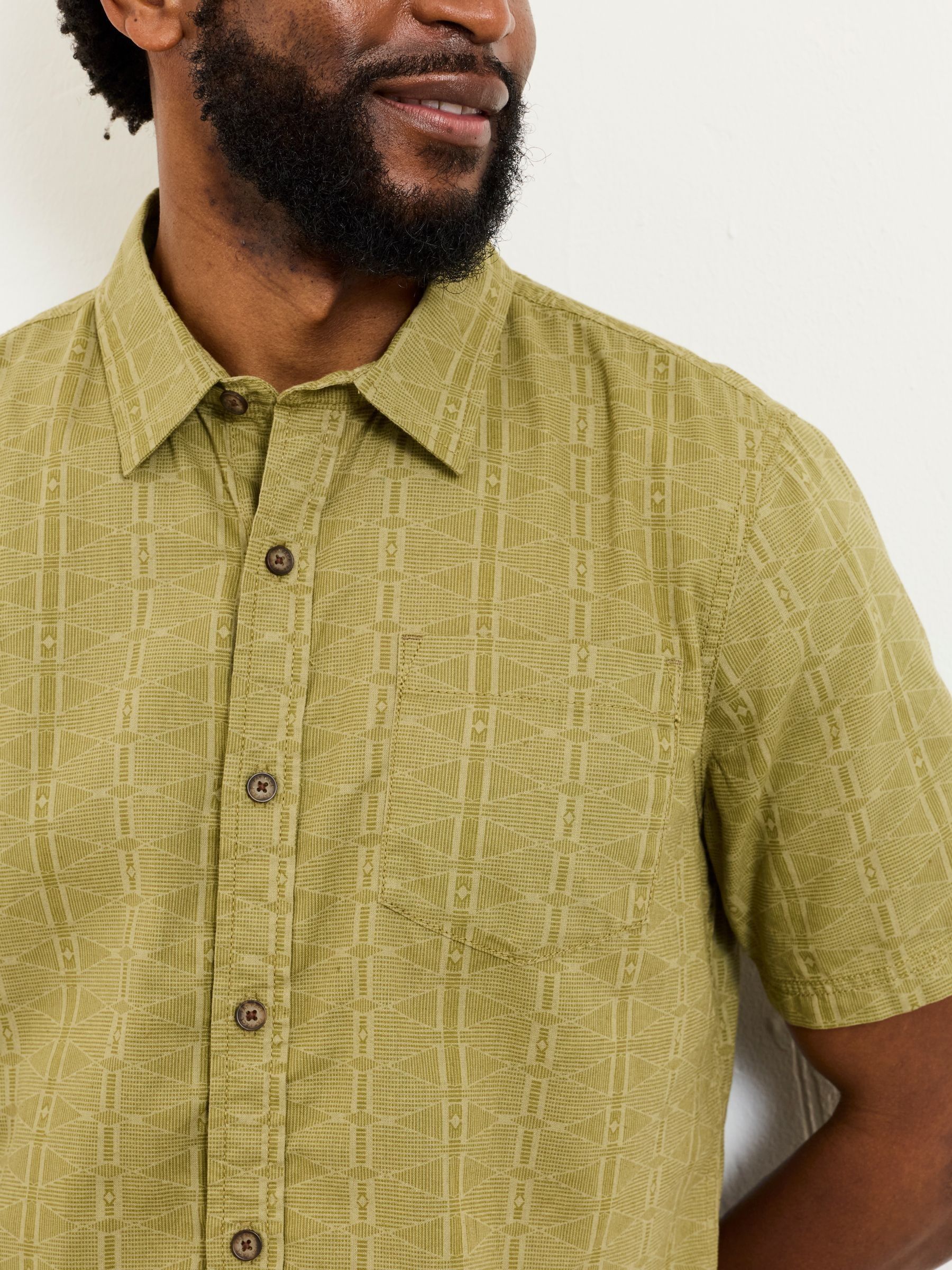 Green Short Sleeve Triangle Geo Print Shirt - Image 4 of 5