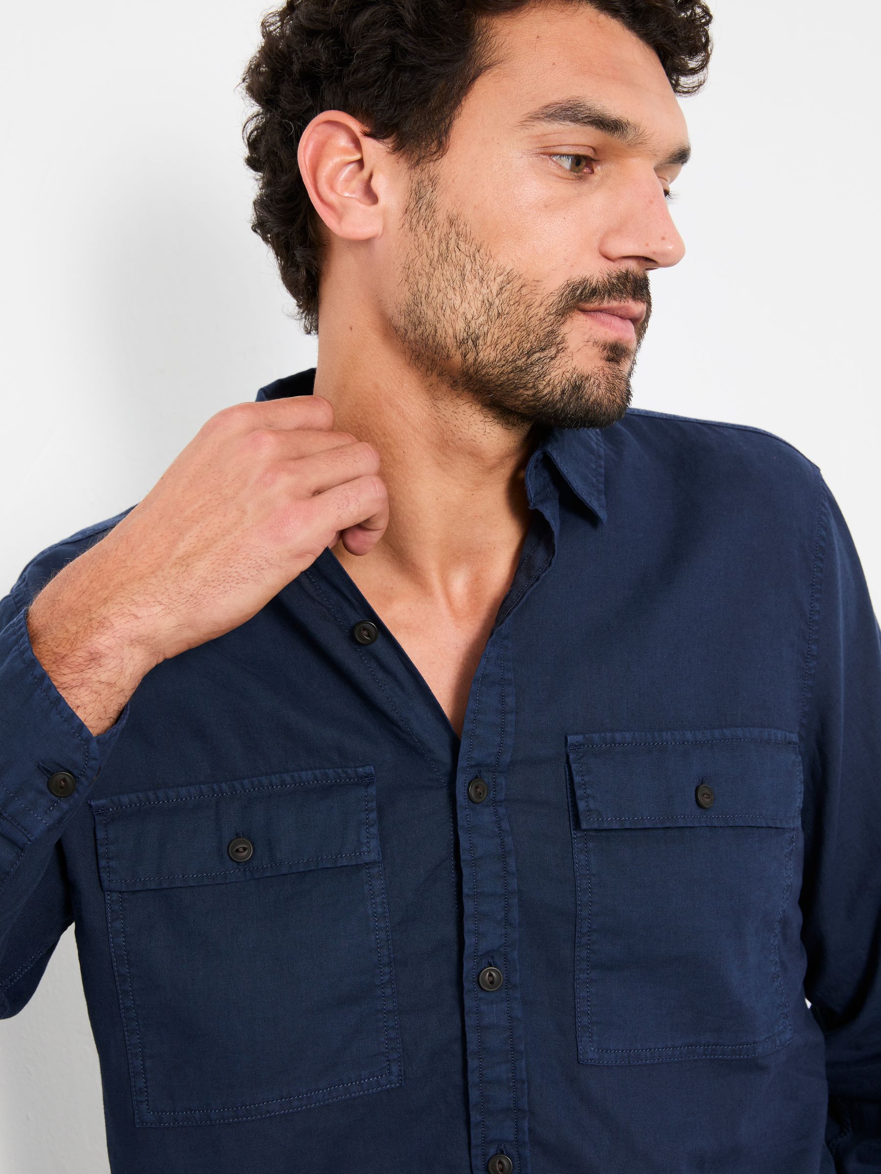 Bugle Navy Long Sleeve Garment Dye Utility Shirt - Image 4 of 5