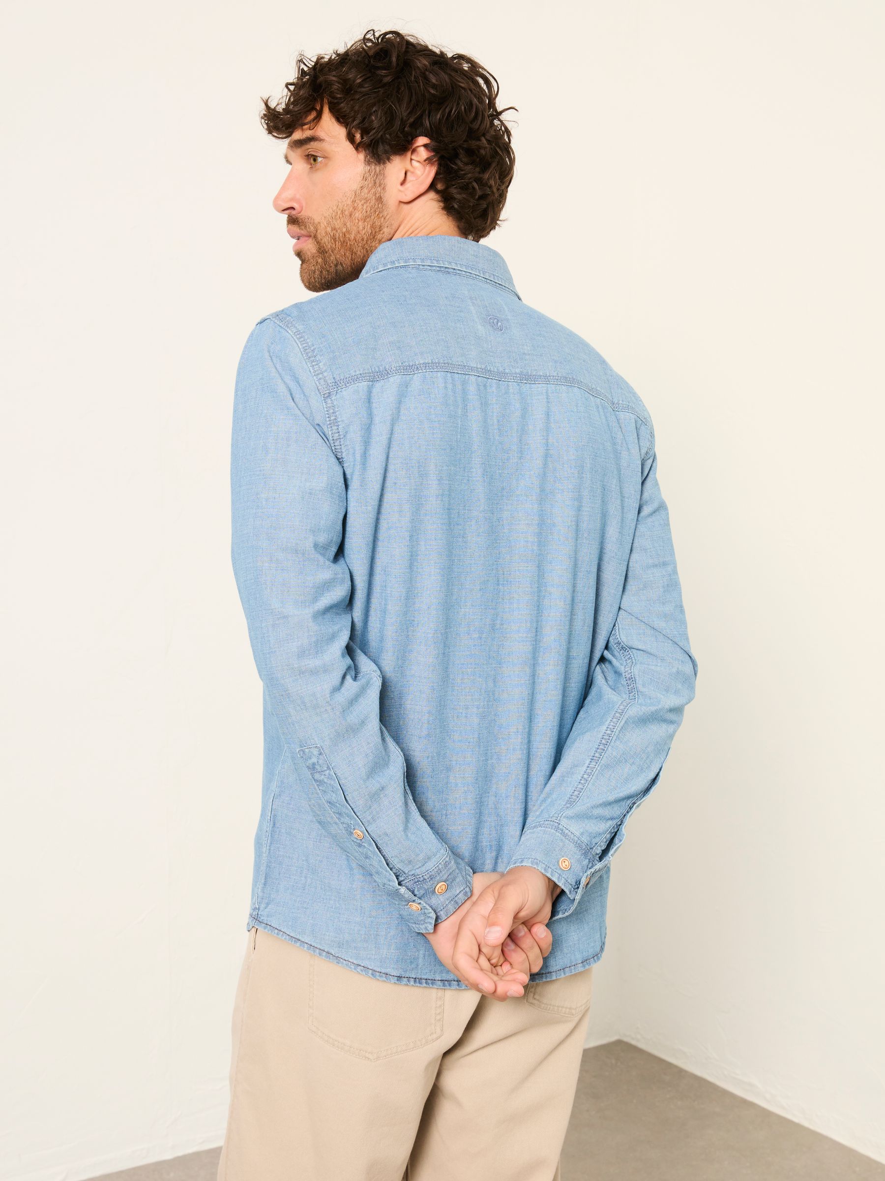 Blue Denim Long Sleeve Chambray Shirt | FatFace USA