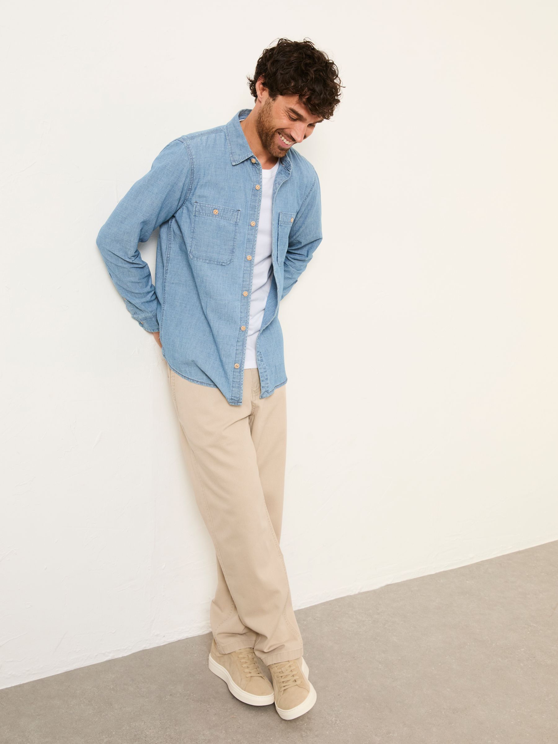 Blue Denim Long Sleeve Chambray Shirt - Image 3 of 6