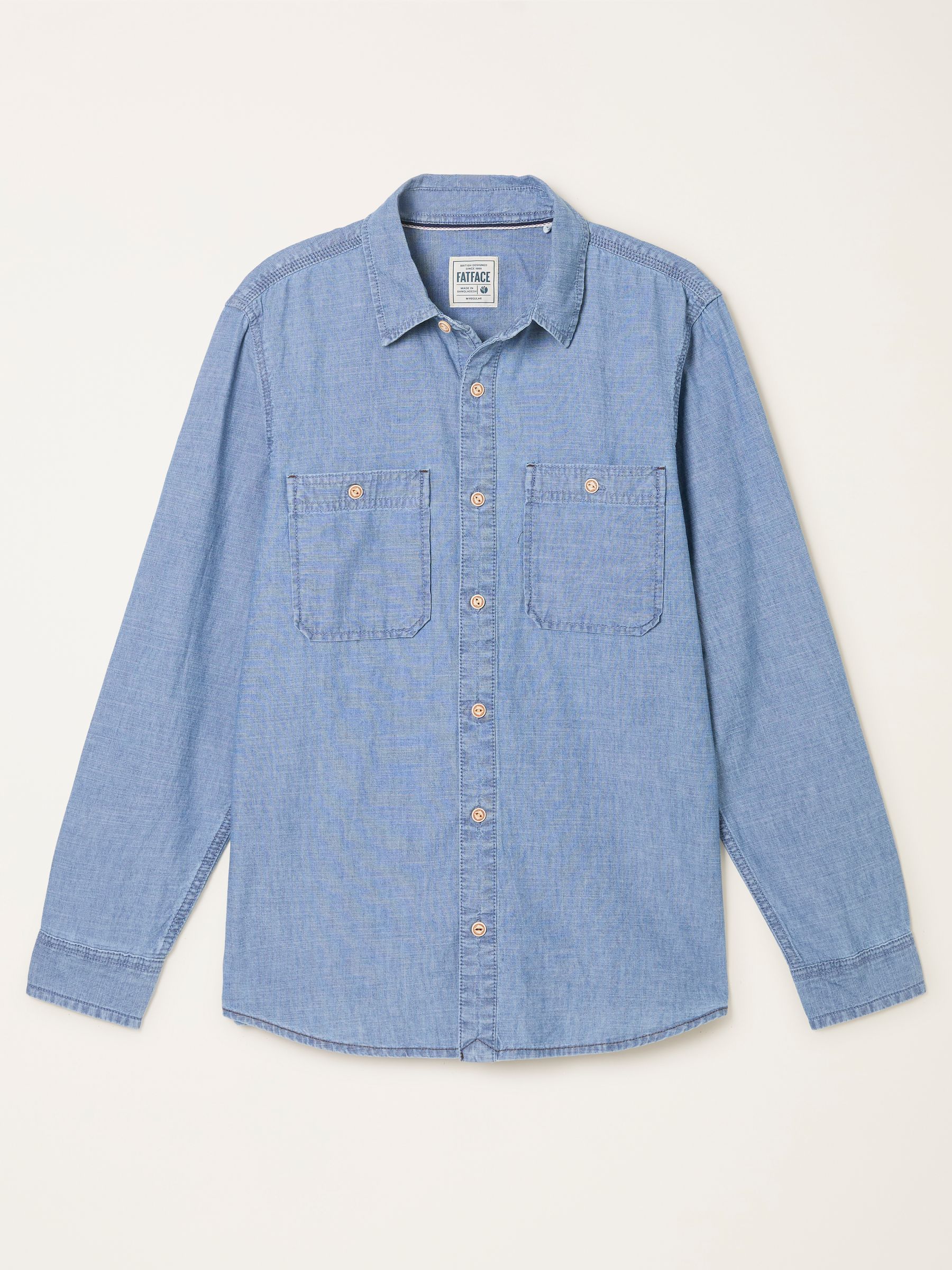 Blue Denim Long Sleeve Chambray Shirt | FatFace USA