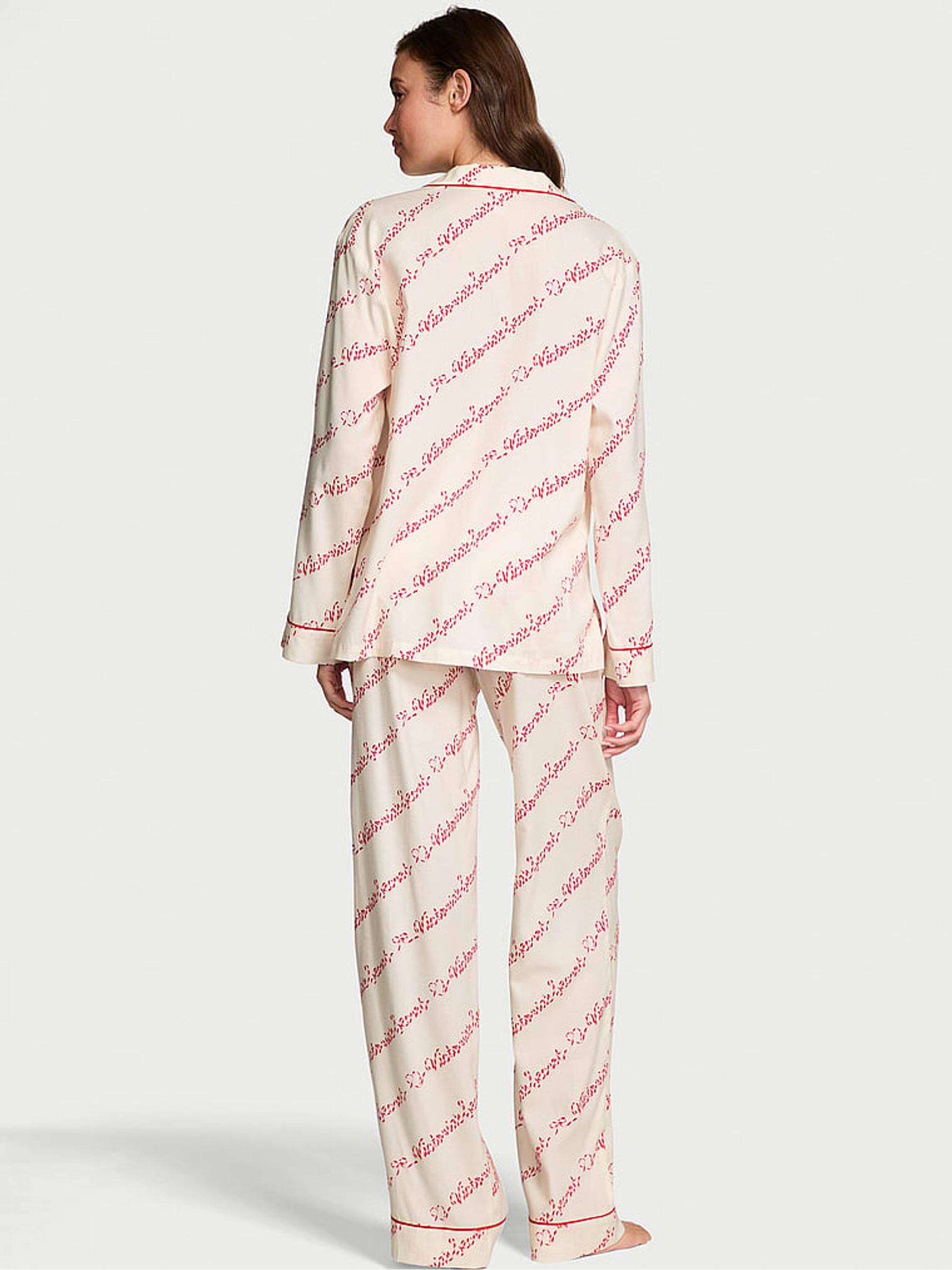 White & Red Christmas Candy Cane VS Script Long Pyjamas Set - Image 2 of 2