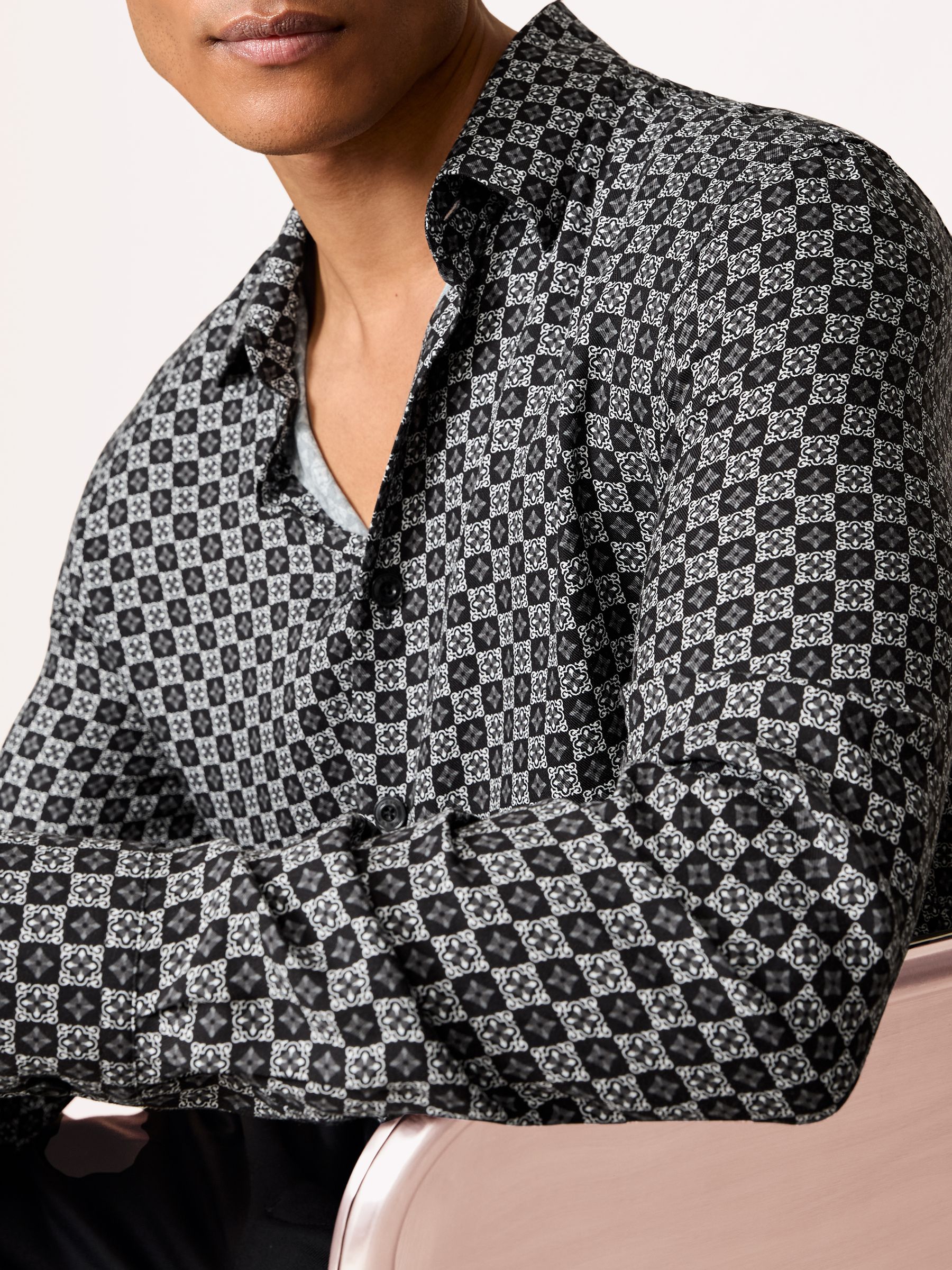 Medallion-Print Regular-Fit Shirt in Black - image 5