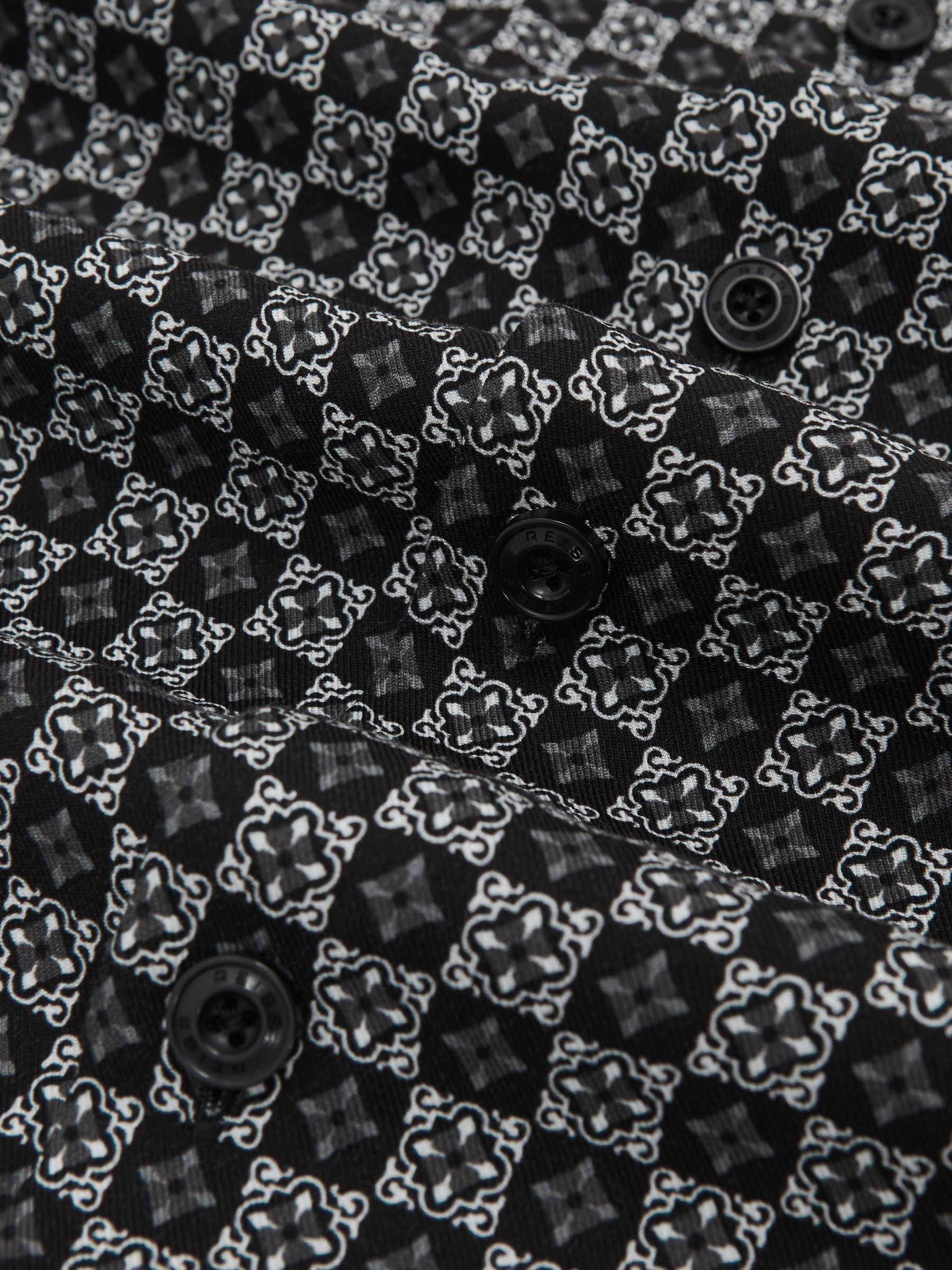Medallion-Print Regular-Fit Shirt in Black - image 3