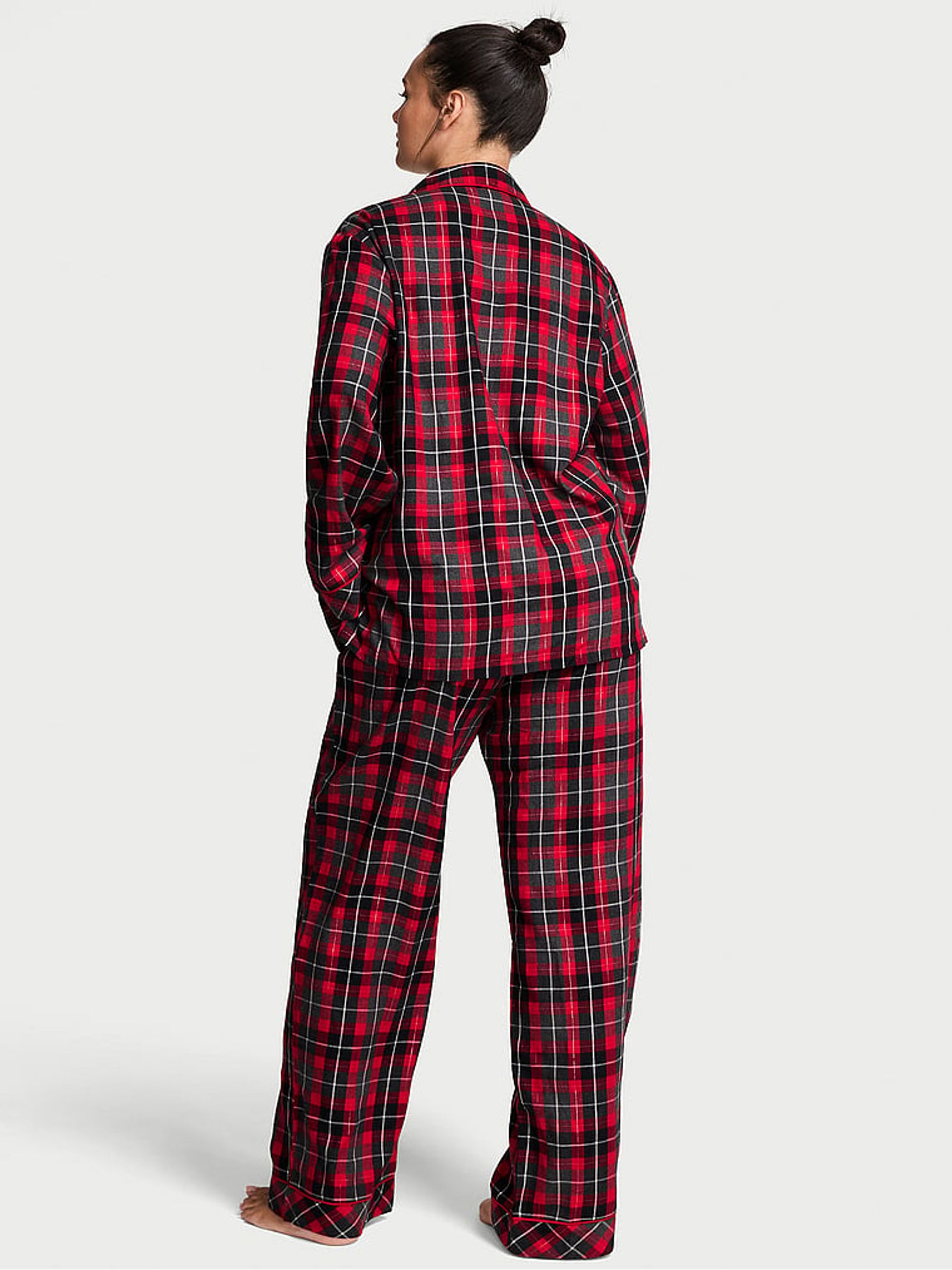 Grey & Red Christmas Tartan Flannel Long Pyjamas Set - Image 2 of 3