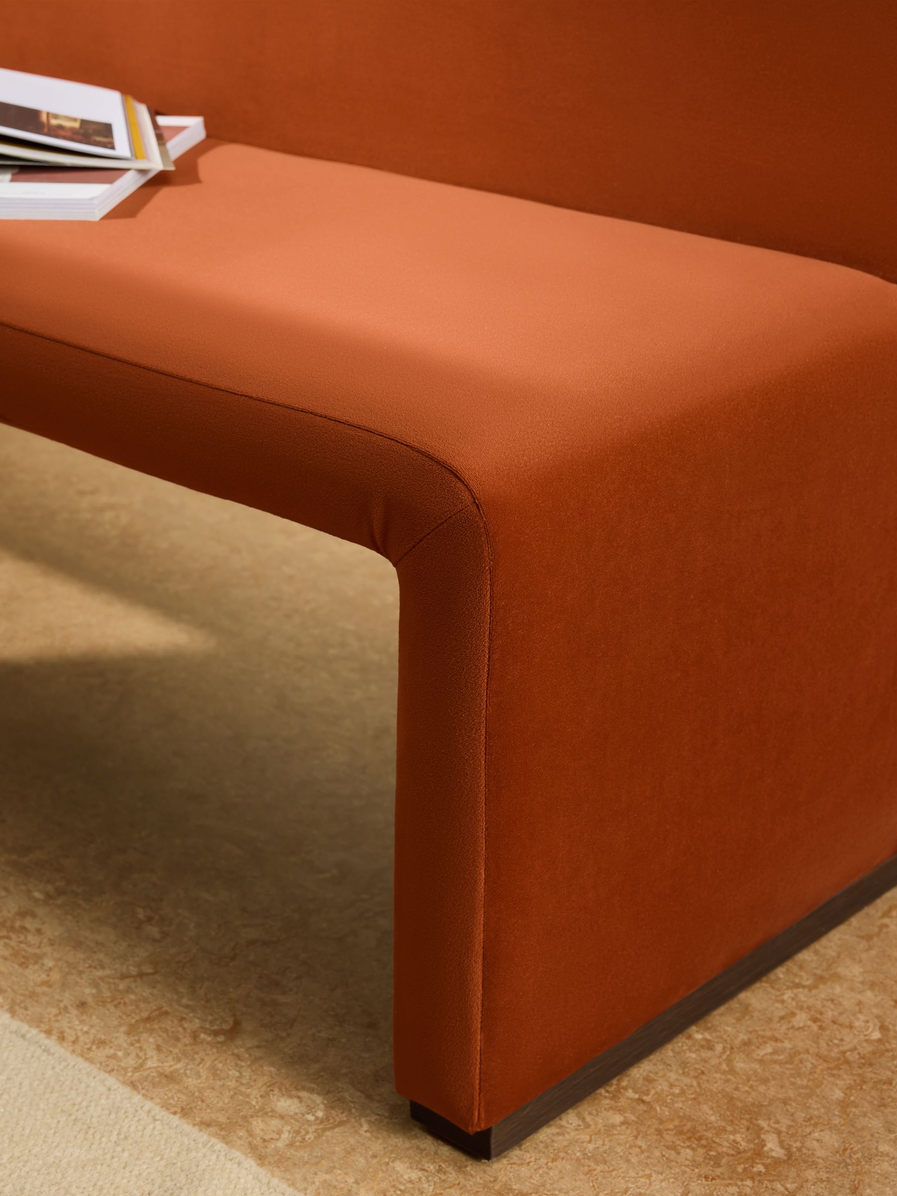 Tova Left Hand Corner Dining Table and Bench Set in Rust Red Velvet - Image 5 of 7