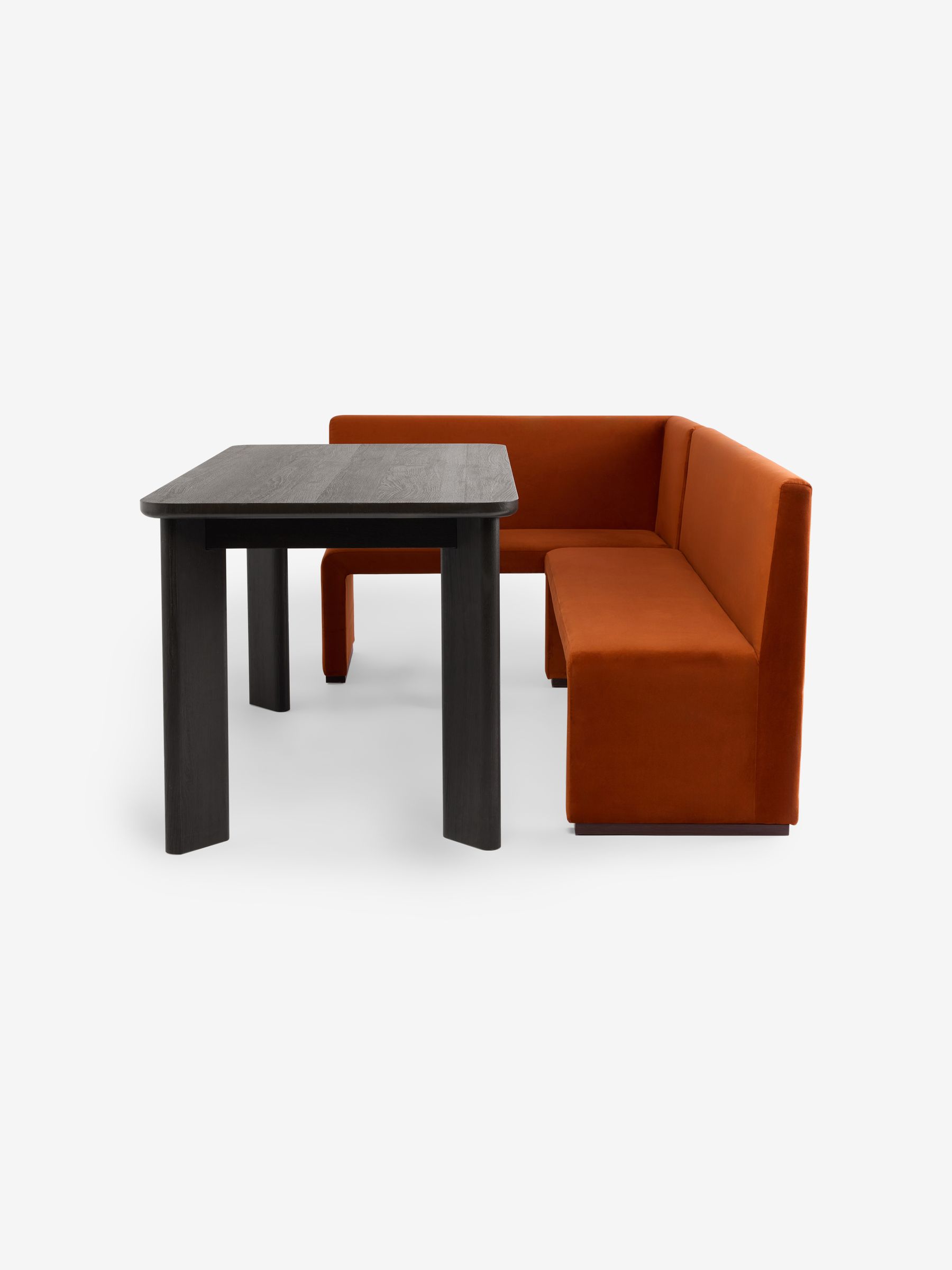 Left Hand Corner Corner Bench and Dining Table Set in Rust Red Velvet - Image 8 of 8