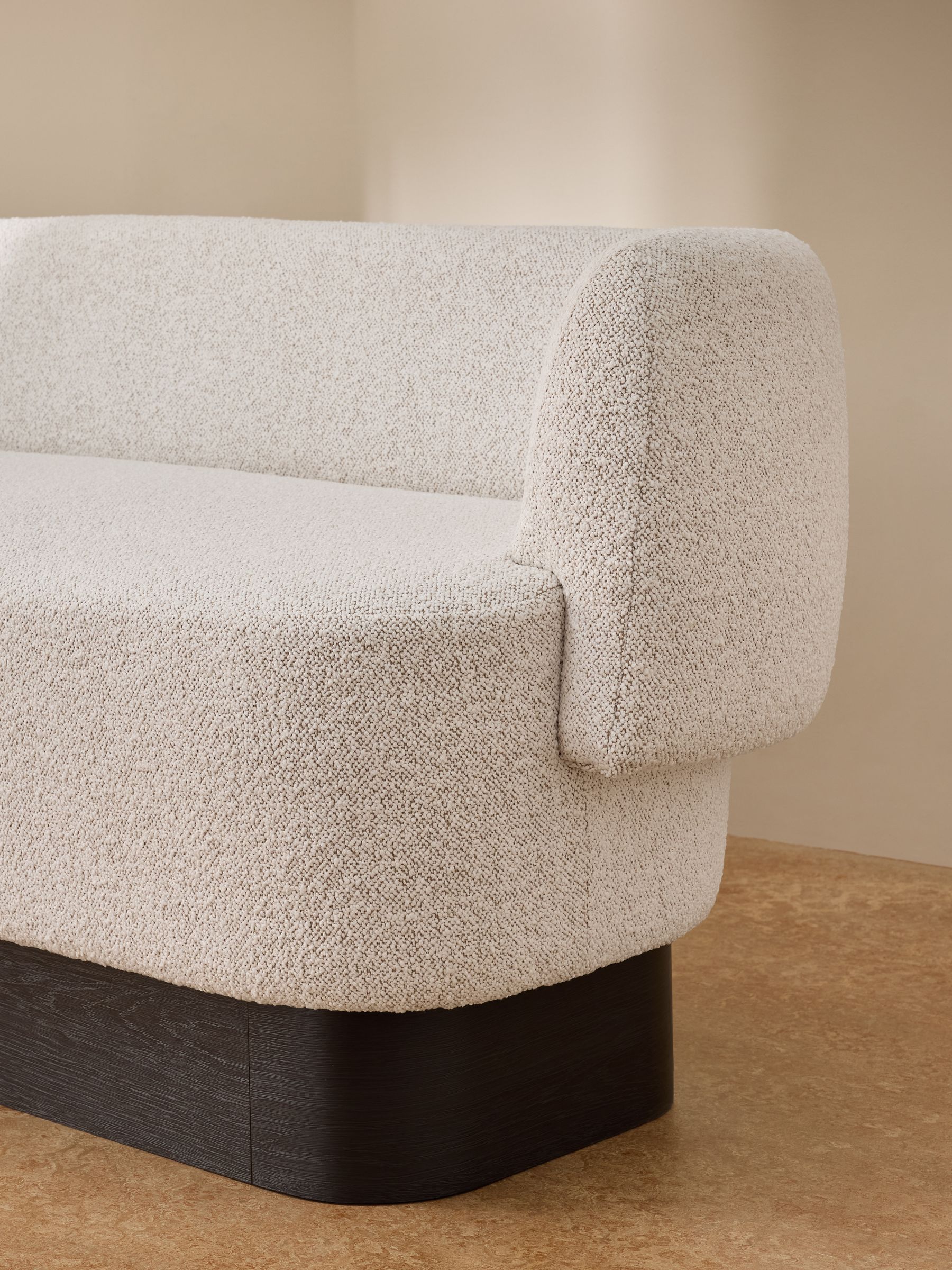 Novara Left Hand Corner Dining Table and Bench Set in Off White Boucle - Image 4 of 6