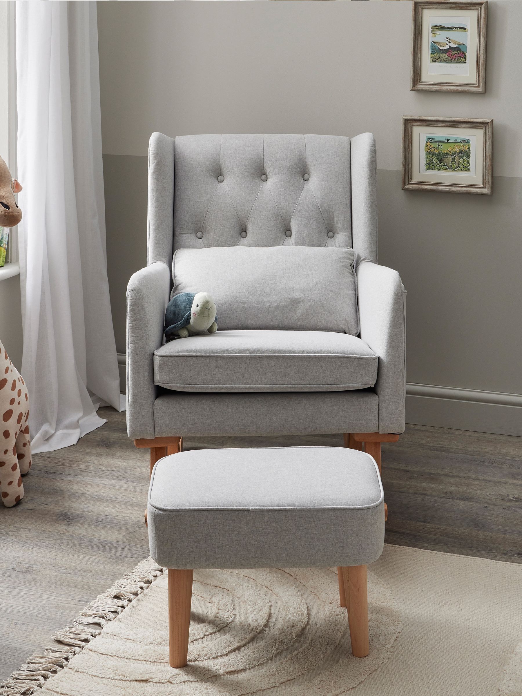 Babymore Grey Lux Nursing Chair with Stool - Image 3 of 6