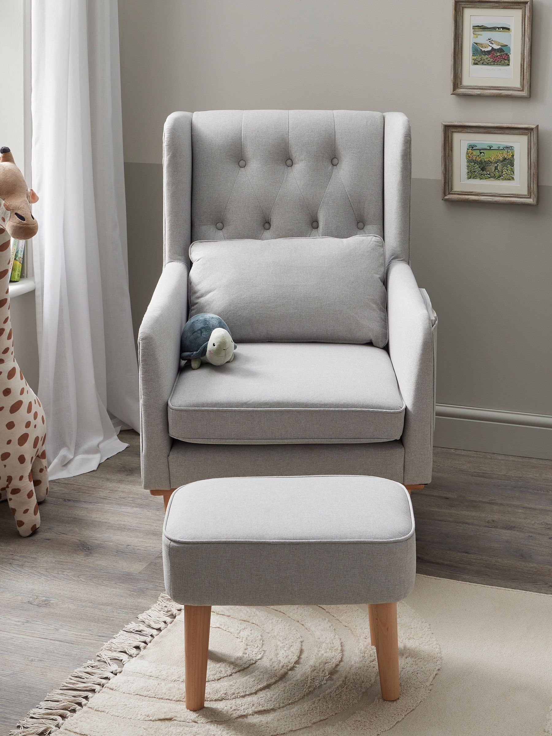 Babymore Grey Lux Nursing Chair with Stool - Image 4 of 6
