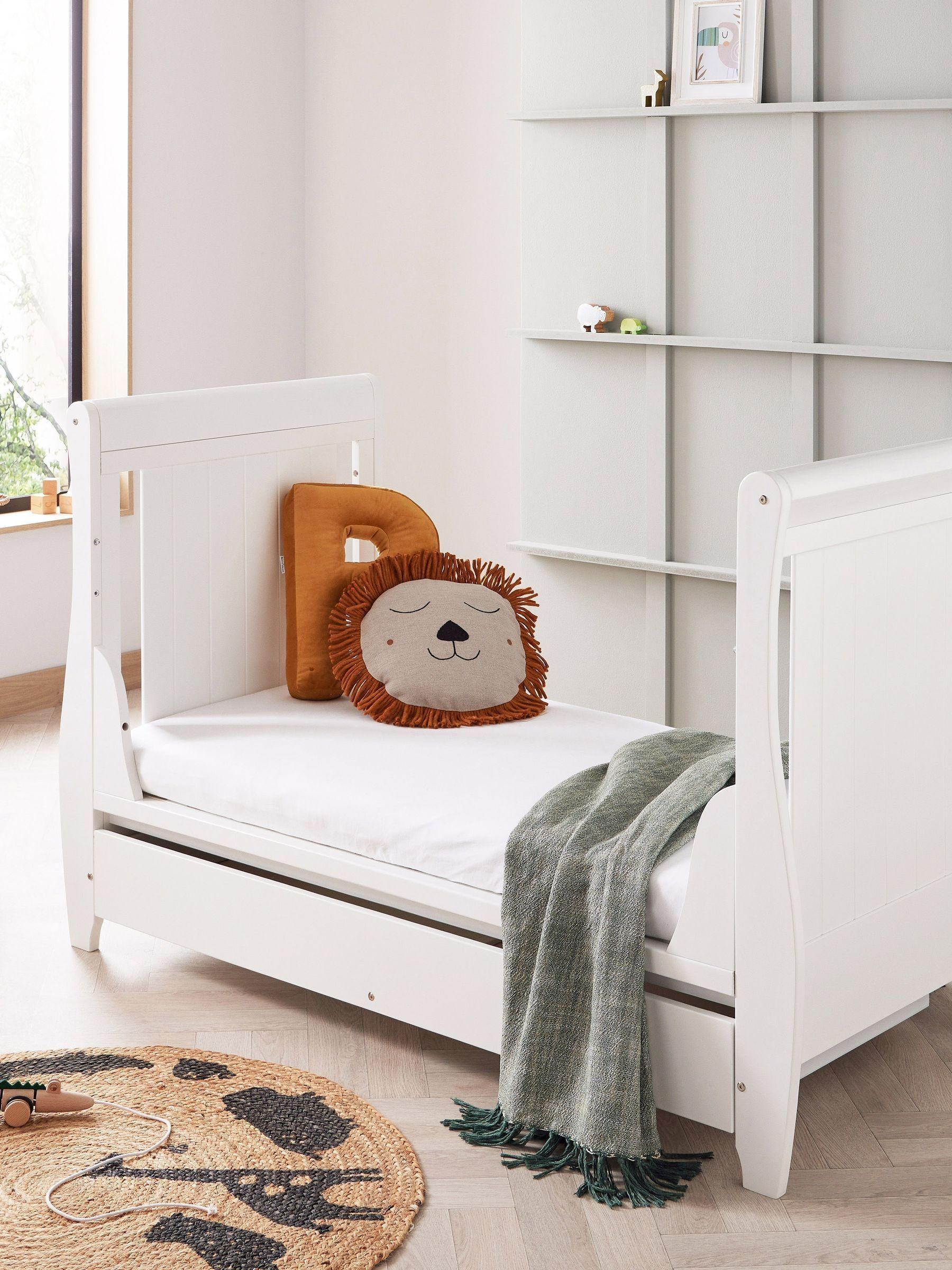 Babymore White Stella Sleigh Cot Bed - Image 3 of 6
