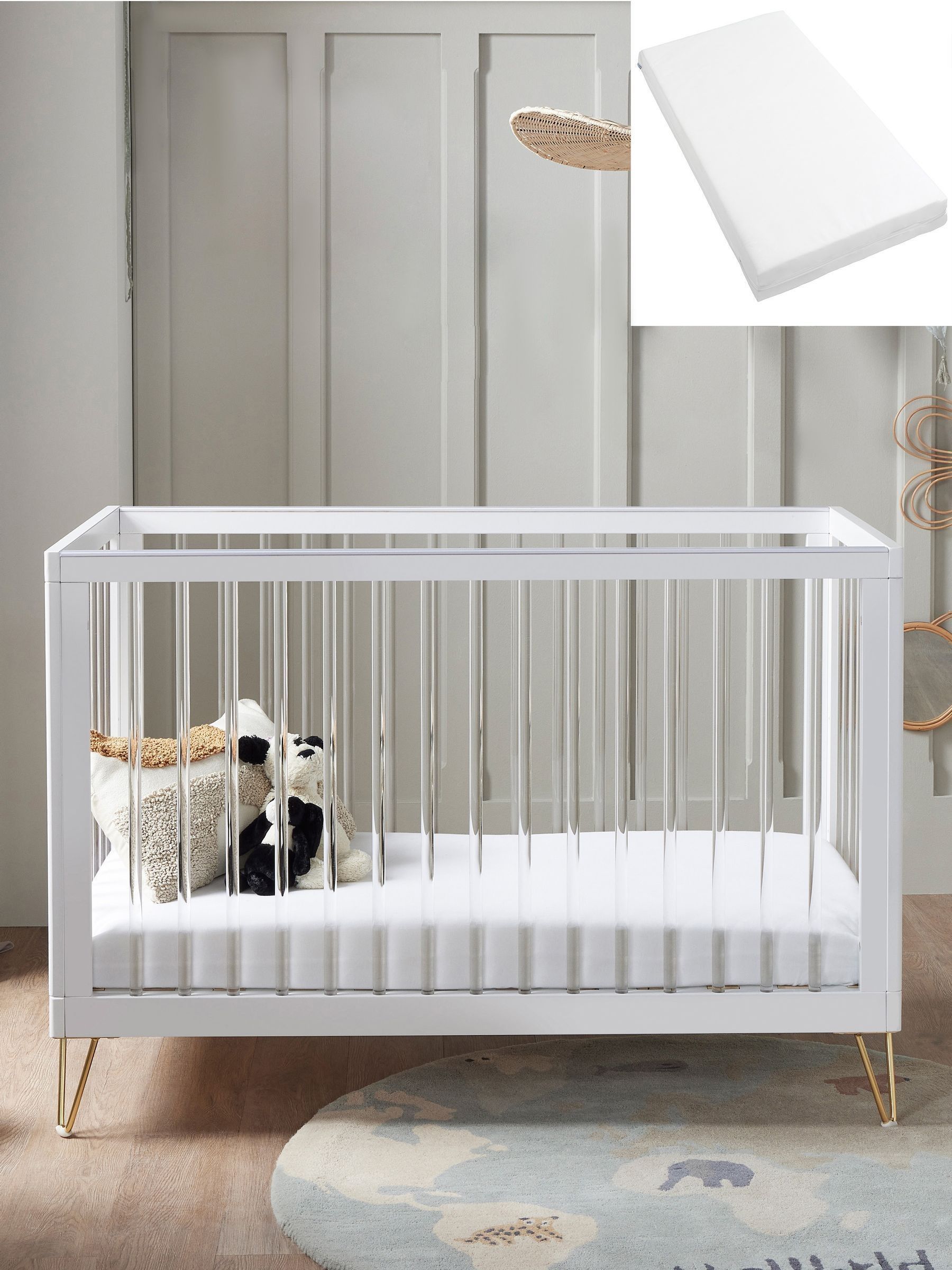 Babymore Acrylic Kimi Cot Bed with Fibre Mattress - Image 2 of 6