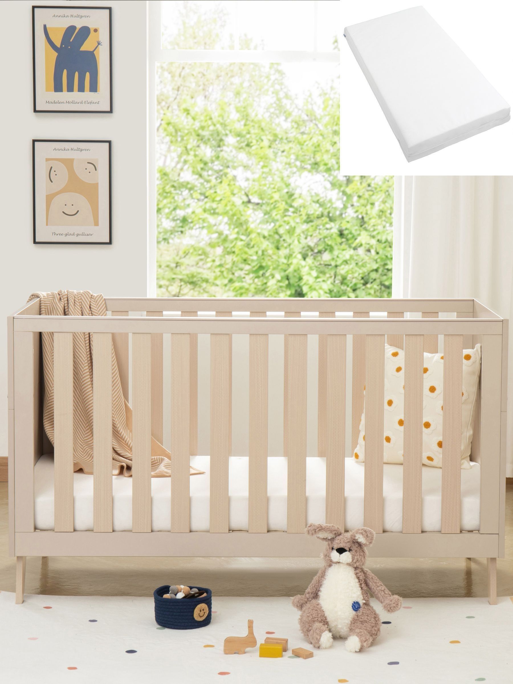 Babymore Cashmere Dante Cot Bed with Fibre mattress - Image 2 of 6