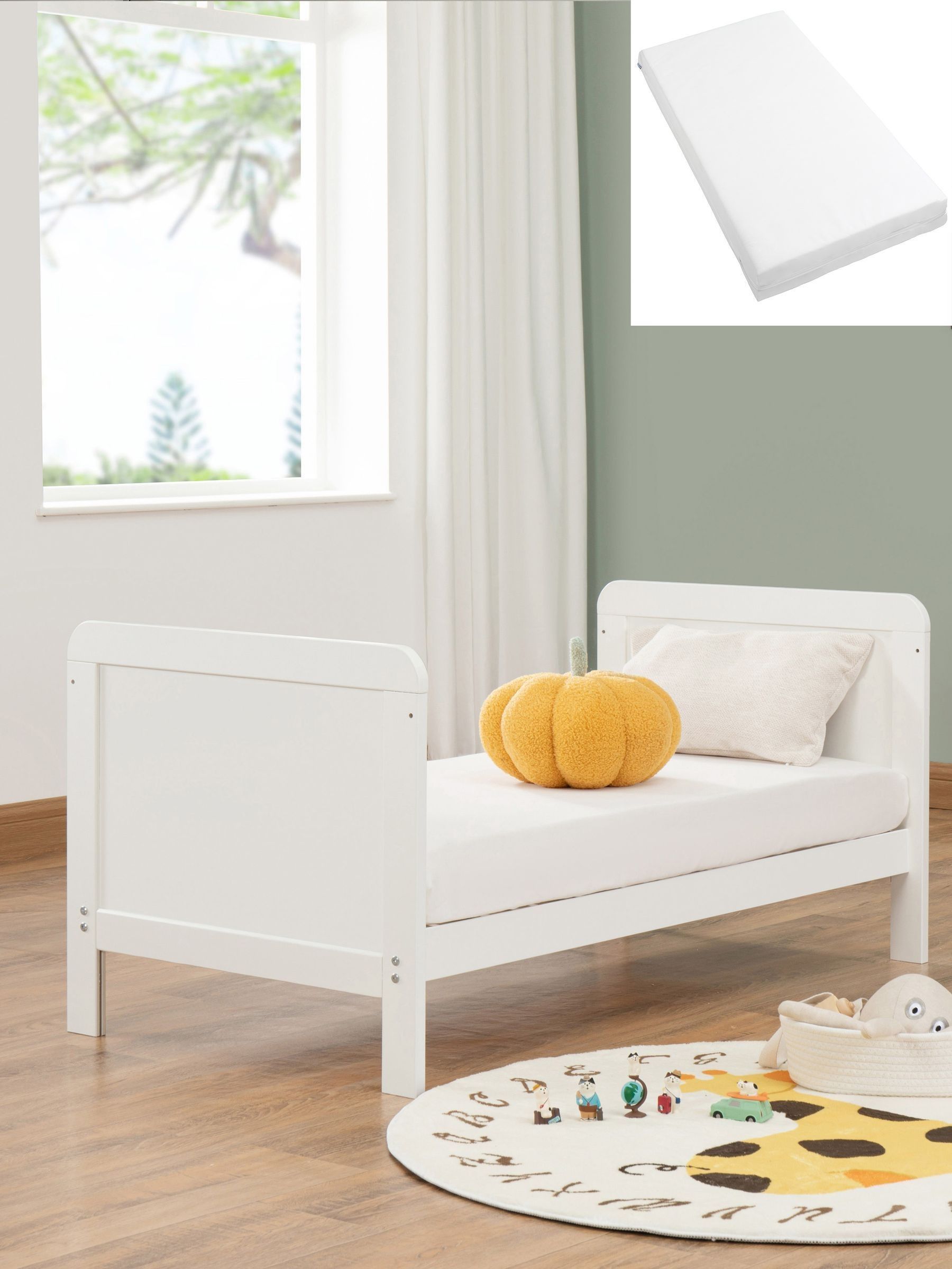 Babymore White Mini Caro Urban Cot Bed with Fibre Mattress - Image 3 of 6