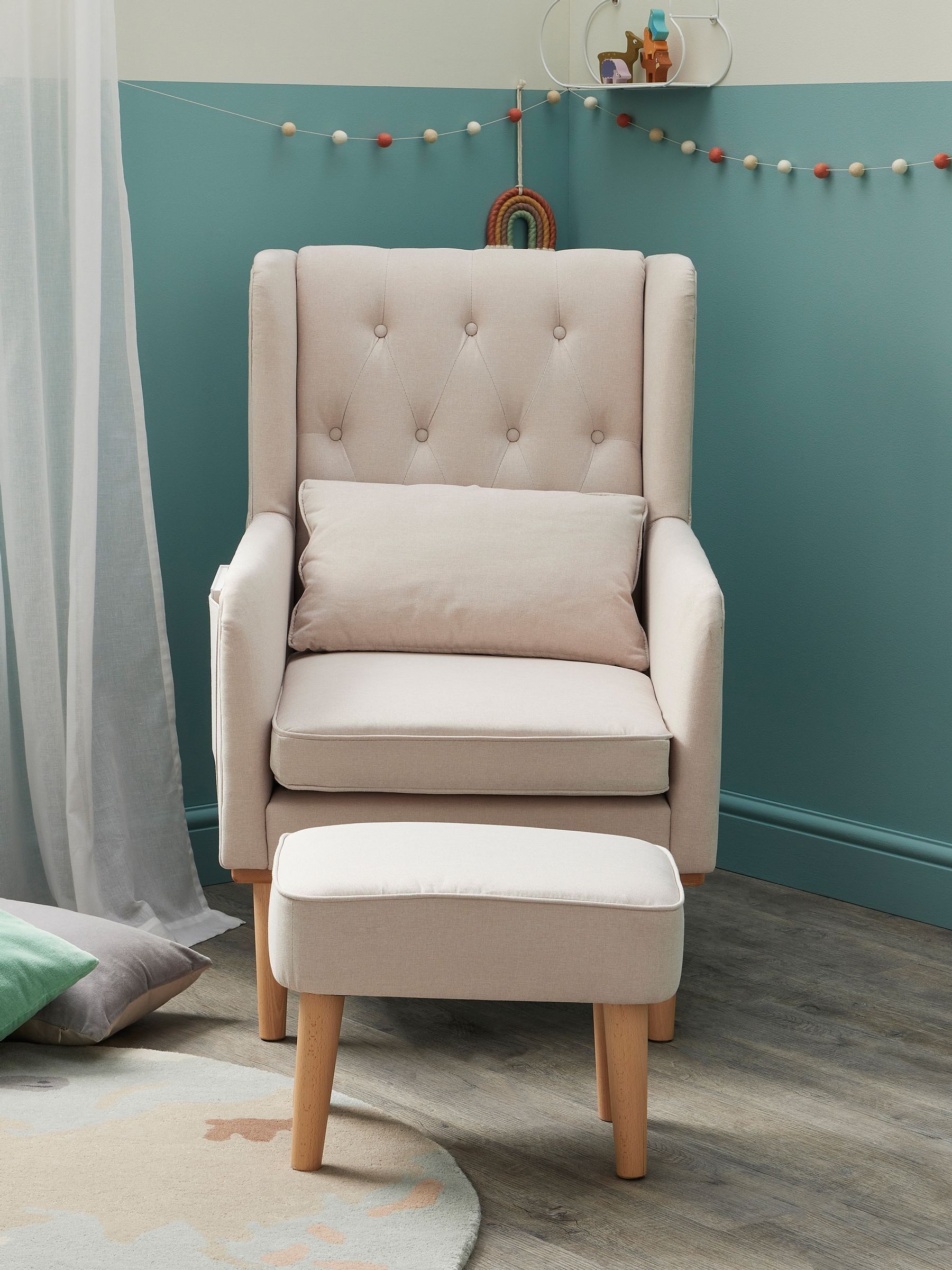 Babymore Cream Lux Nursing Chair with Stool - Image 3 of 6